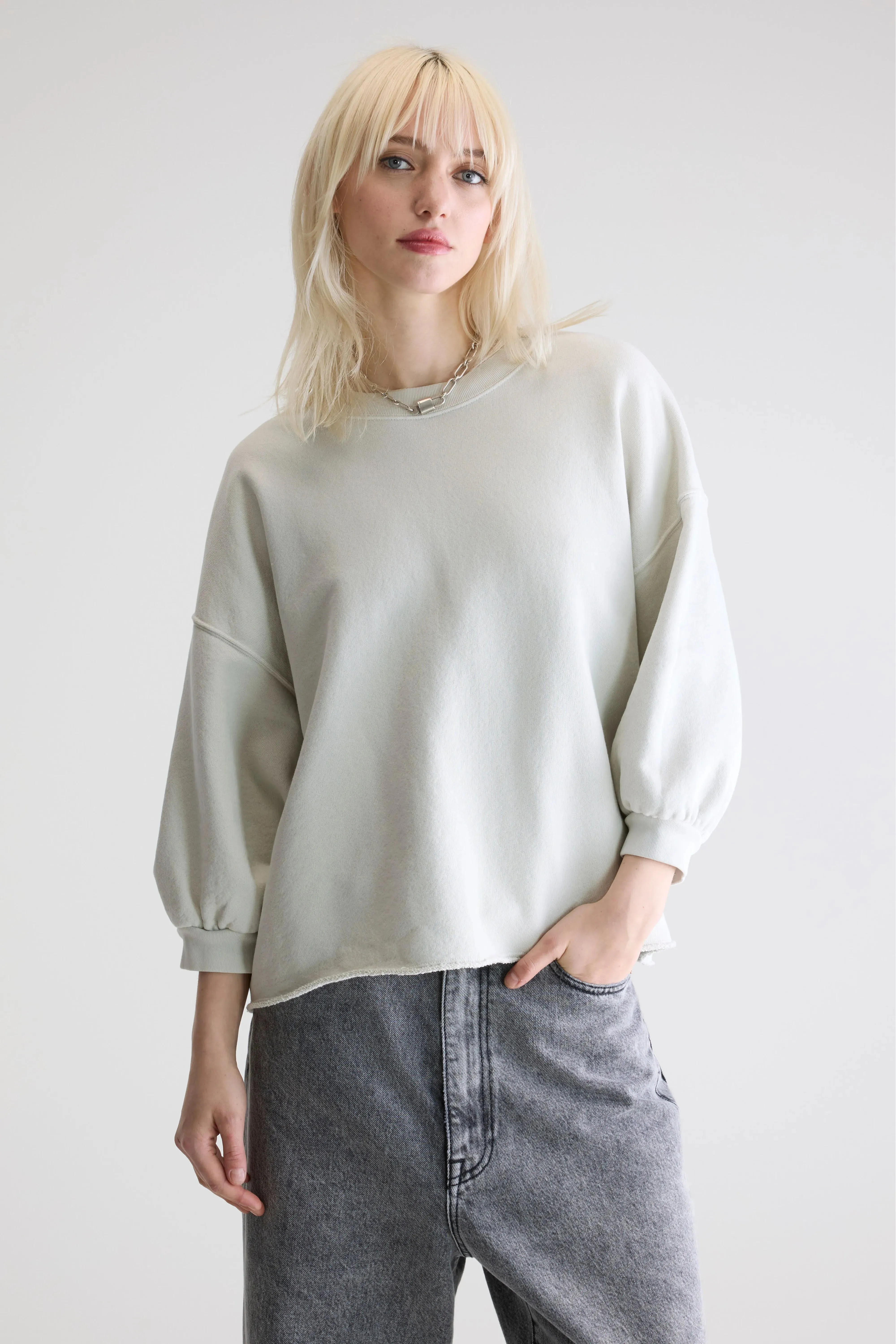 Vicske crewneck sweatshirt (252 / W / NUAGE) Two Way Zipper