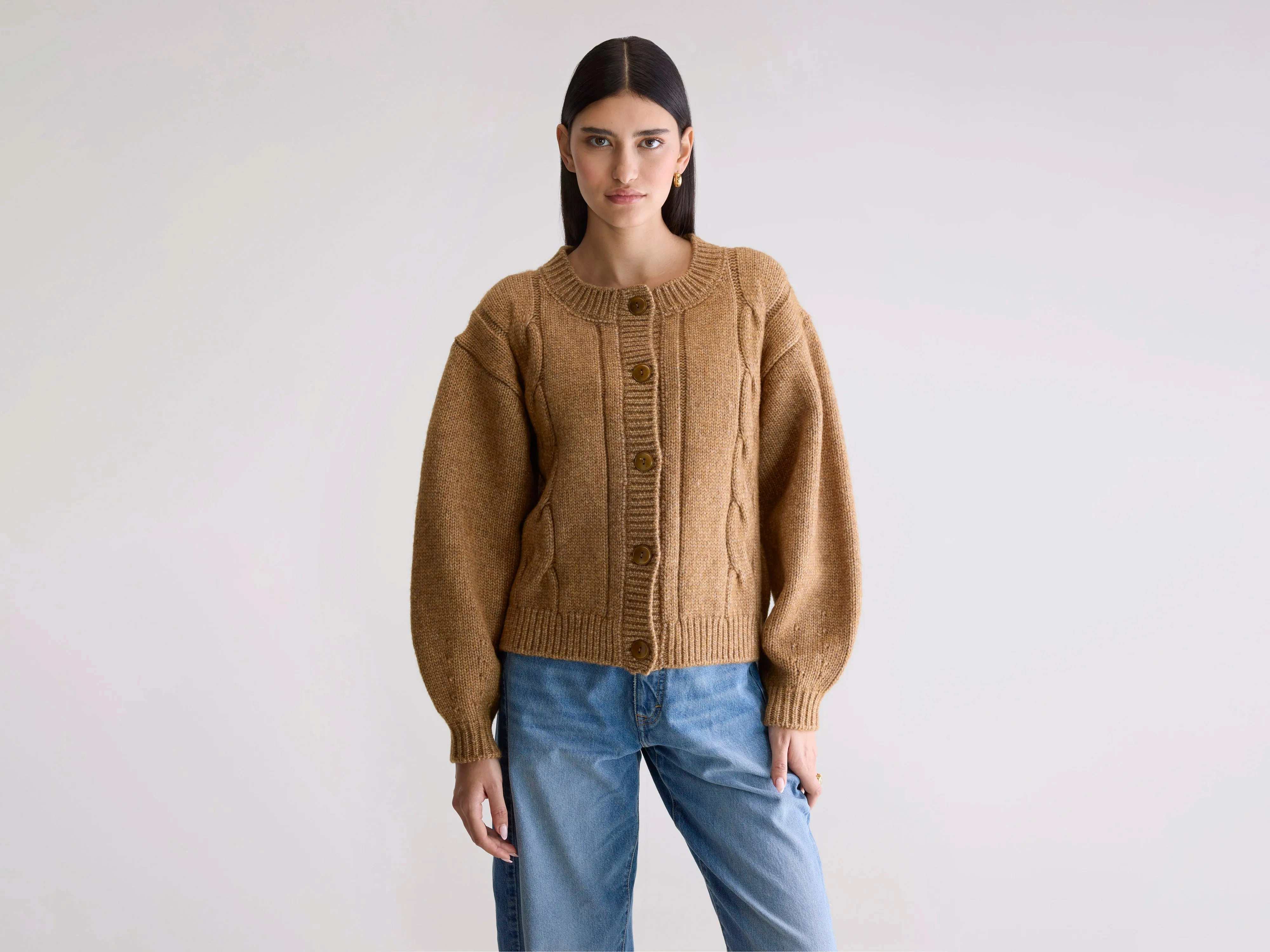 Dico chunky cardigan (252 / W / BISCUIT) Airflow Optimized
