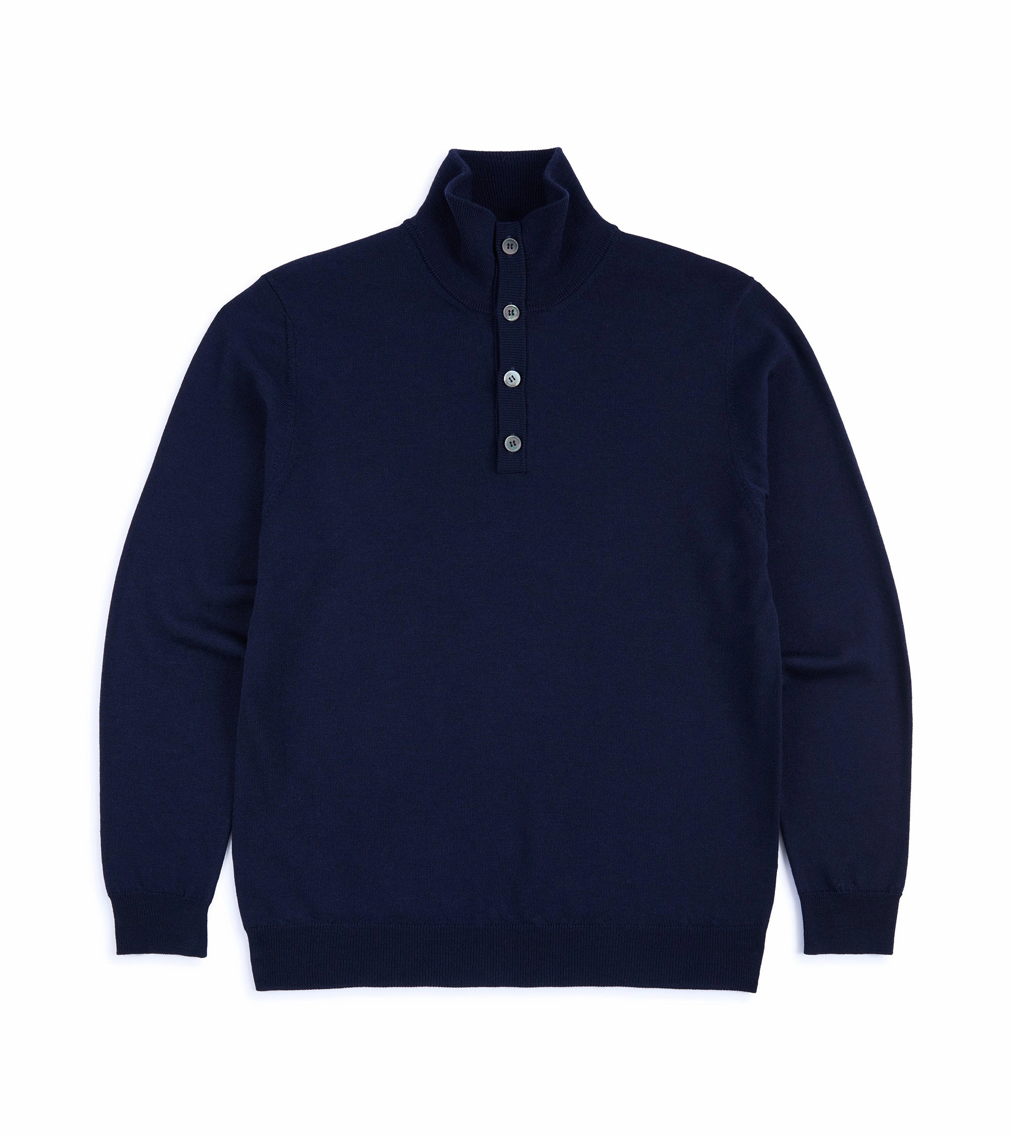 Trunk Bennet Merino Button Neck Sweater: Navy Moisture Wicking Technology