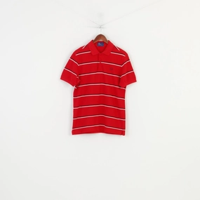 Regular Fit Fred Perry Men M Polo Shirt Red Cotton Pique Striped Detailed Buttons Vintage Top
