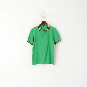 Sustainable Material Blend Fred Perry Men S Polo Shirt Green Cotton Pique Striped Collar Classic Top