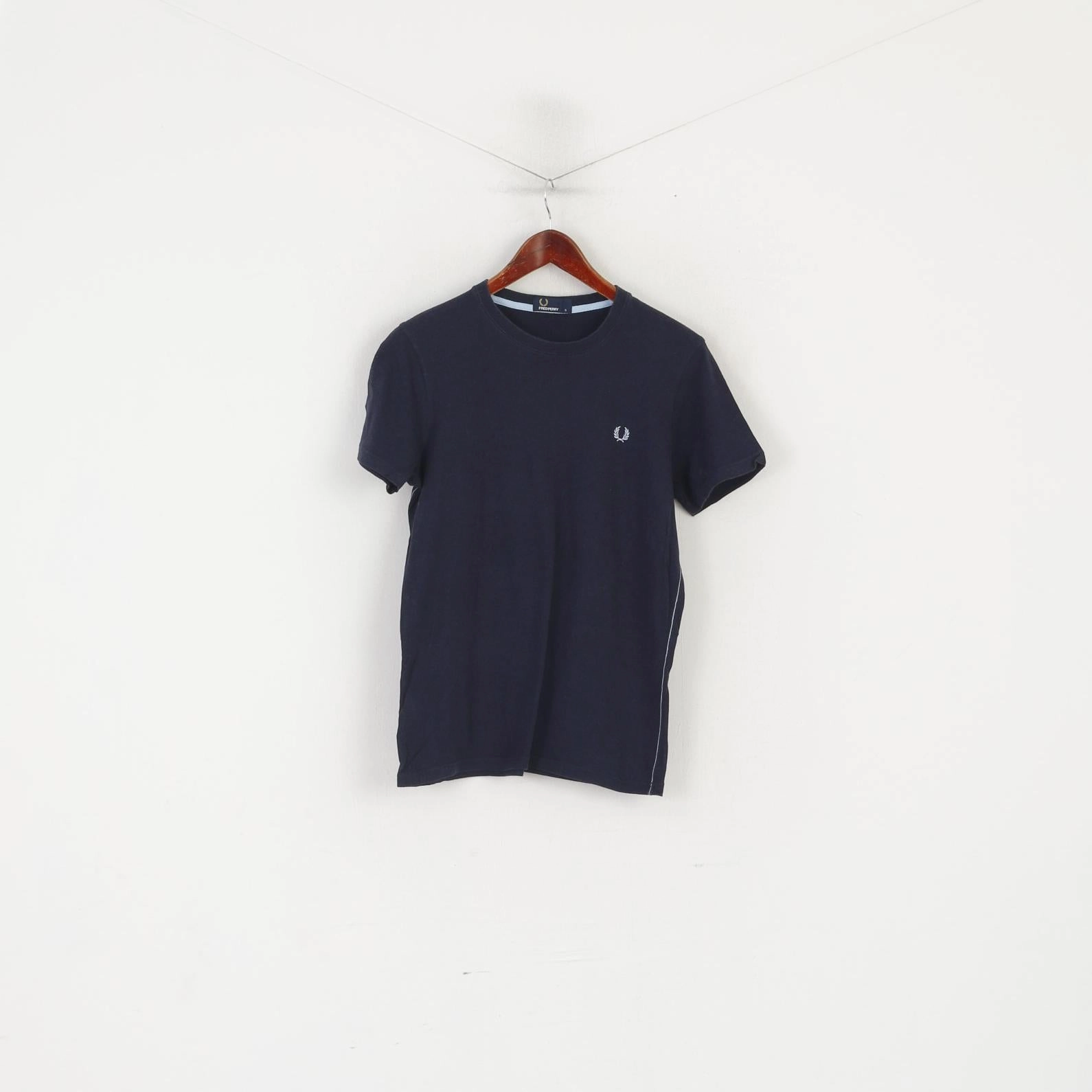Temperature Control Fabric Fred Perry Men S Shirt Navy Cotton Plain Crew Neck Logo Classic Top