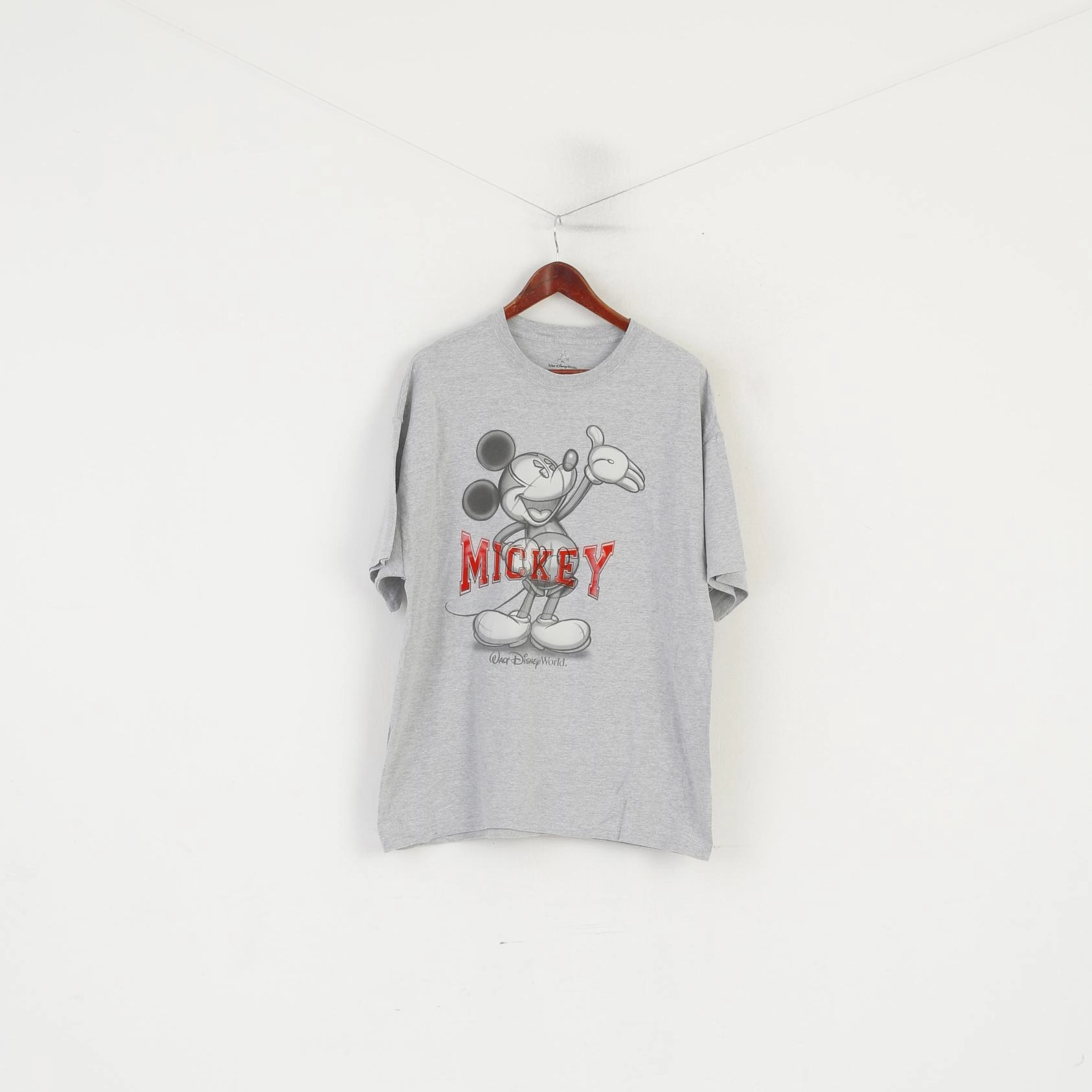 Comfortable And Trendy Walt Disney World By Hanes Men XL T- Shirt Gray Cotton Graphic Mickey Vintage Top