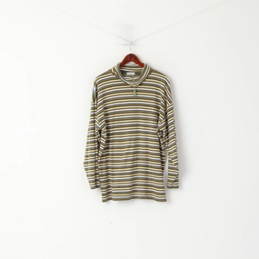 Carnaby's Collection Men XL Shirt Multi Striped Cotton Turtle Neck Stretch Long Sleeve Top Lace trim Flexible Waist