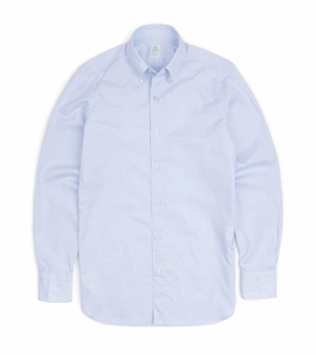 Finamore Gaeta Classic Cotton Leonardo Button Down Sport Shirt: Fine Oxford Blue Split hem