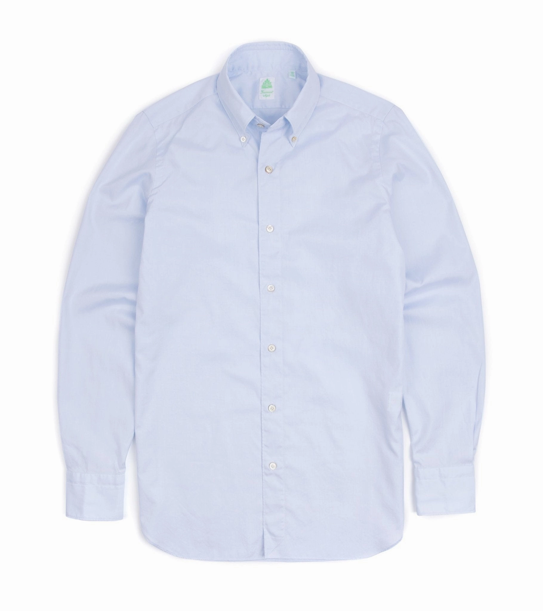 Finamore Gaeta Classic Cotton Leonardo Button Down Sport Shirt: Fine Oxford Blue Split hem