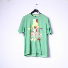 Performance Comfort George Looney Tunes Mens L T-Shirt Green Cotton Graphic Mexico Top