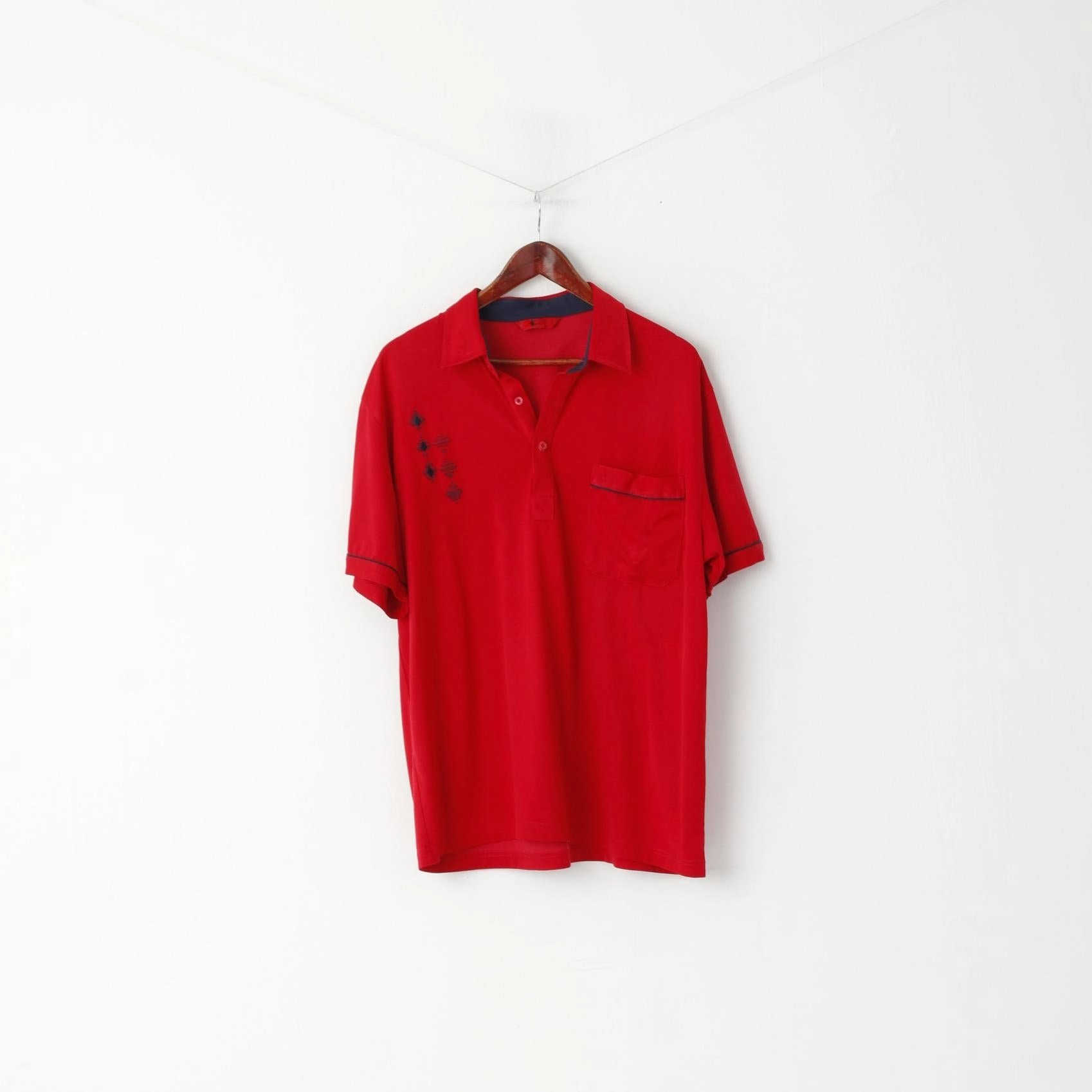 Gabicci Men 2XL Polo Shirt Red Cotton Pocket Retro Classic Short Sleeve Top Sleek Performance Raw Hem Finish