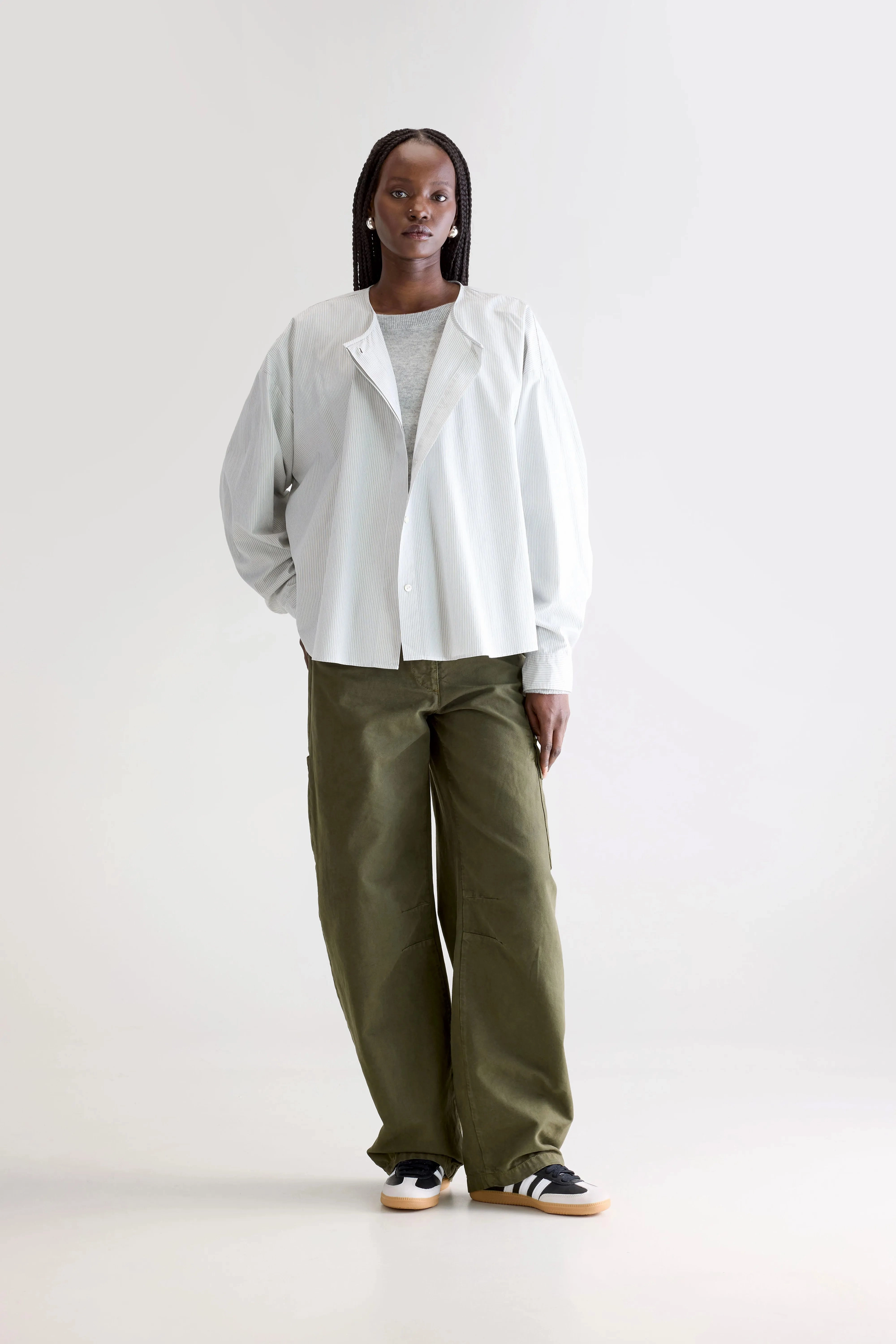 Galatea striped shirt (252 / W / STRIPE U) Warm Look Stain-Resistant