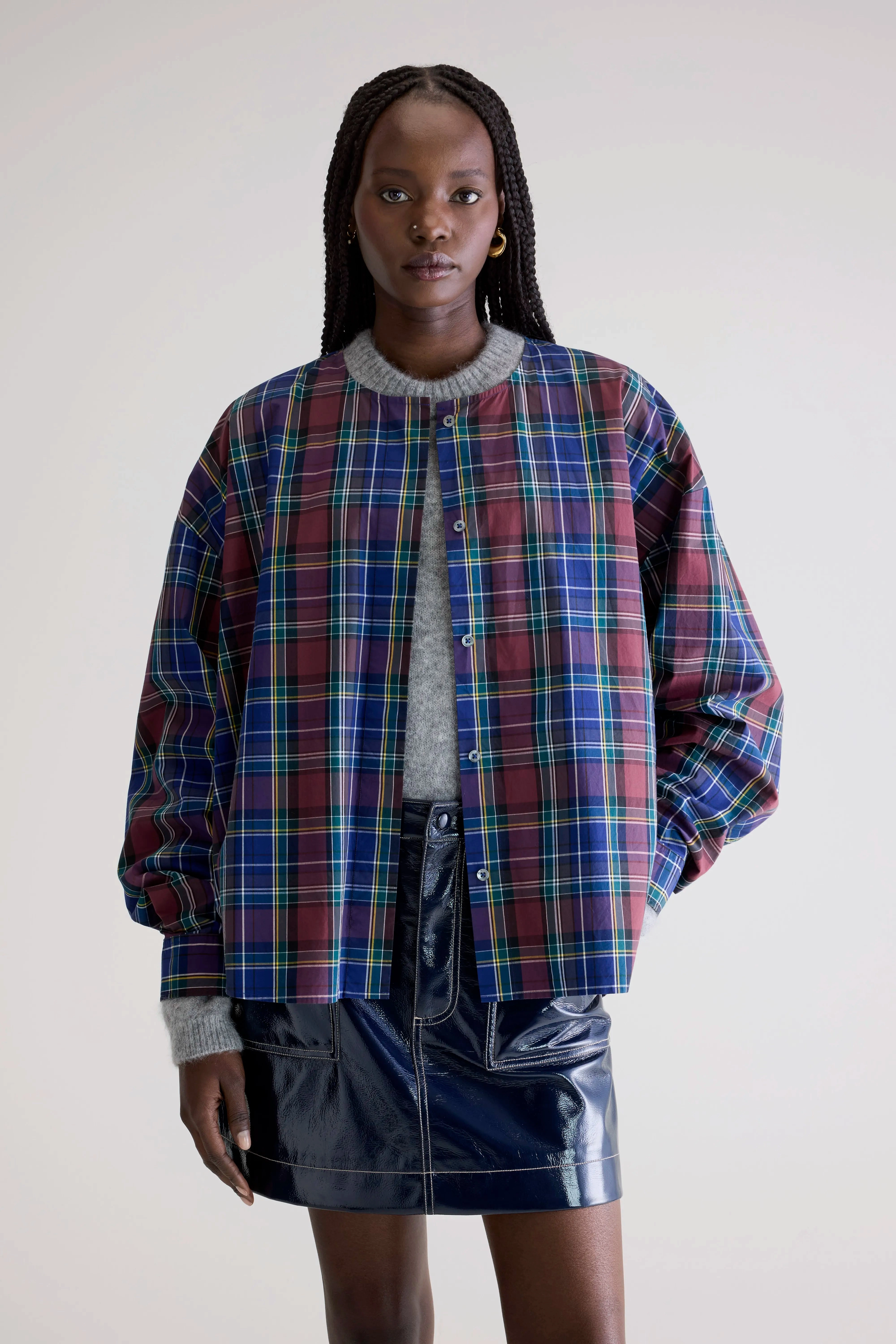 Two-Tone Design Pullover Galatea tartan shirt (252 / W / CHECK B)