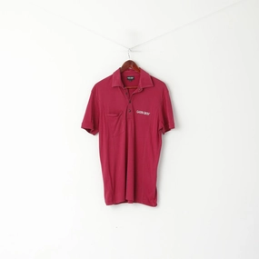 Galvin Green Men L Polo Shirt Maroon Cotton Golf Sport Snaps Short Sleeve Top Wrinkle Resistant Cloth