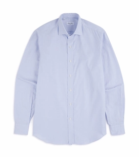 Salvatore Piccolo Soft Cotton Oxford Narrow Stripe Shirt: Blue Stretch Fit Technology