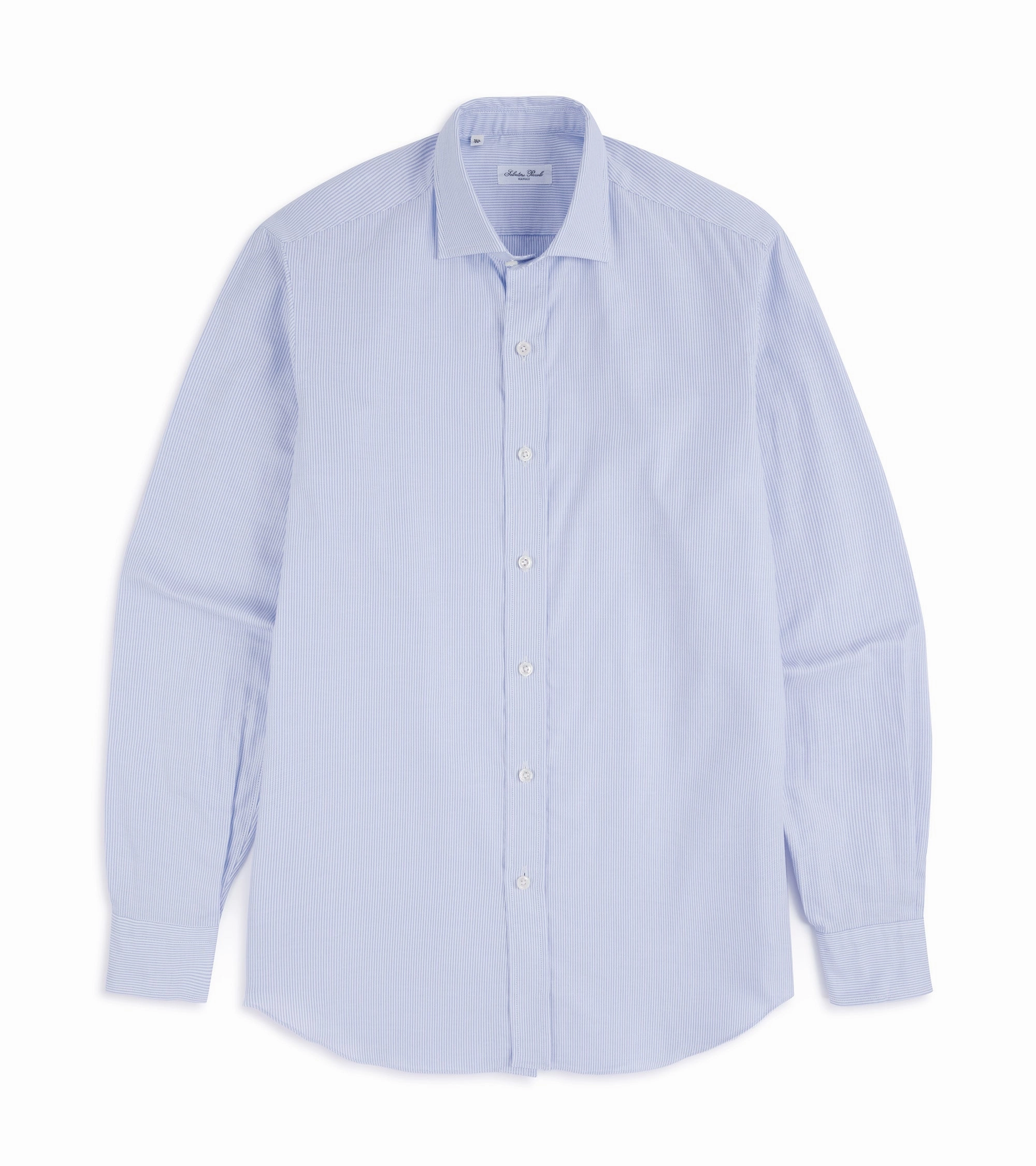Salvatore Piccolo Soft Cotton Oxford Narrow Stripe Shirt: Blue Stretch Fit Technology