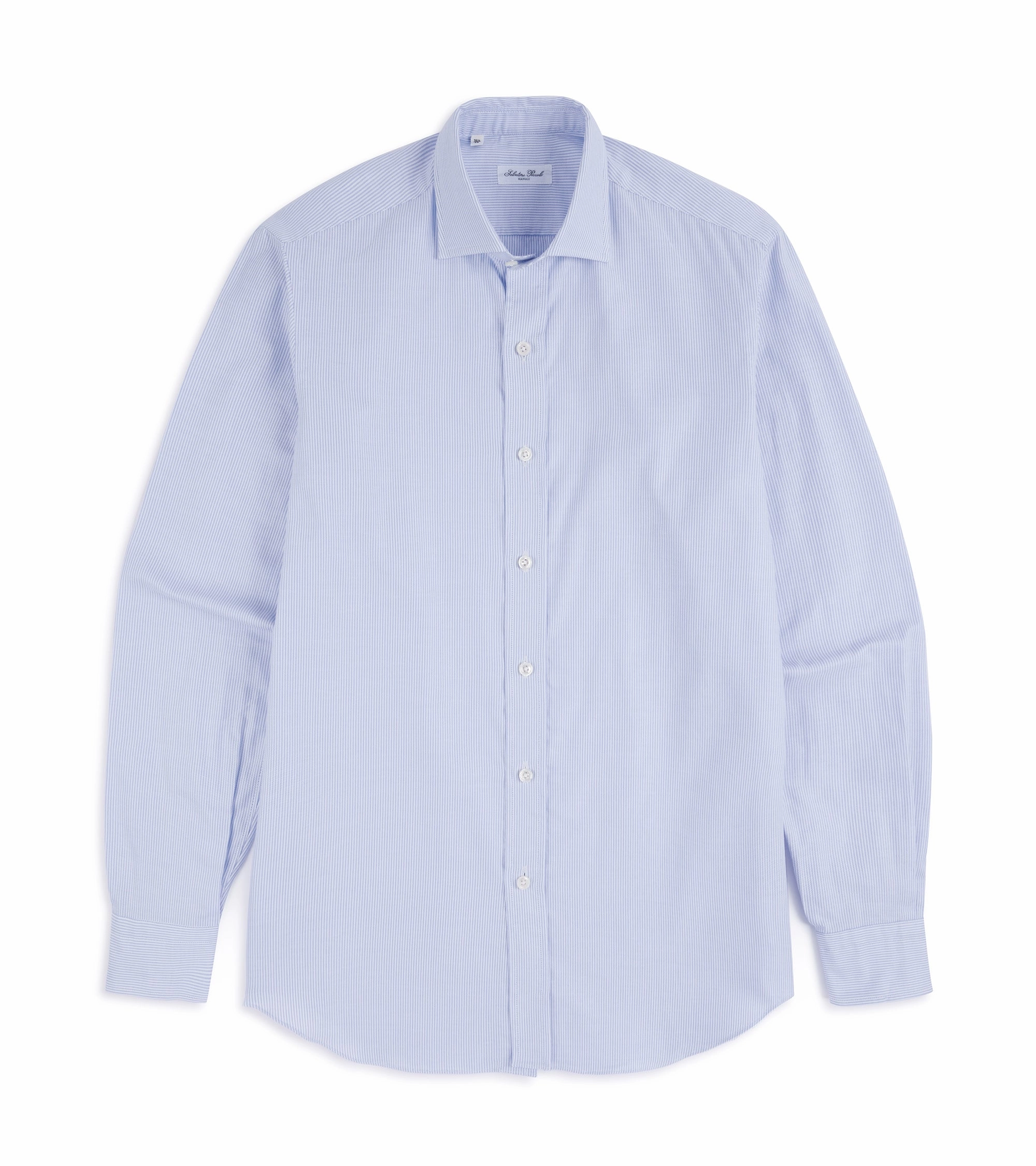 Salvatore Piccolo Soft Cotton Oxford Narrow Stripe Shirt: Blue Teen Fashion Smart Appearance