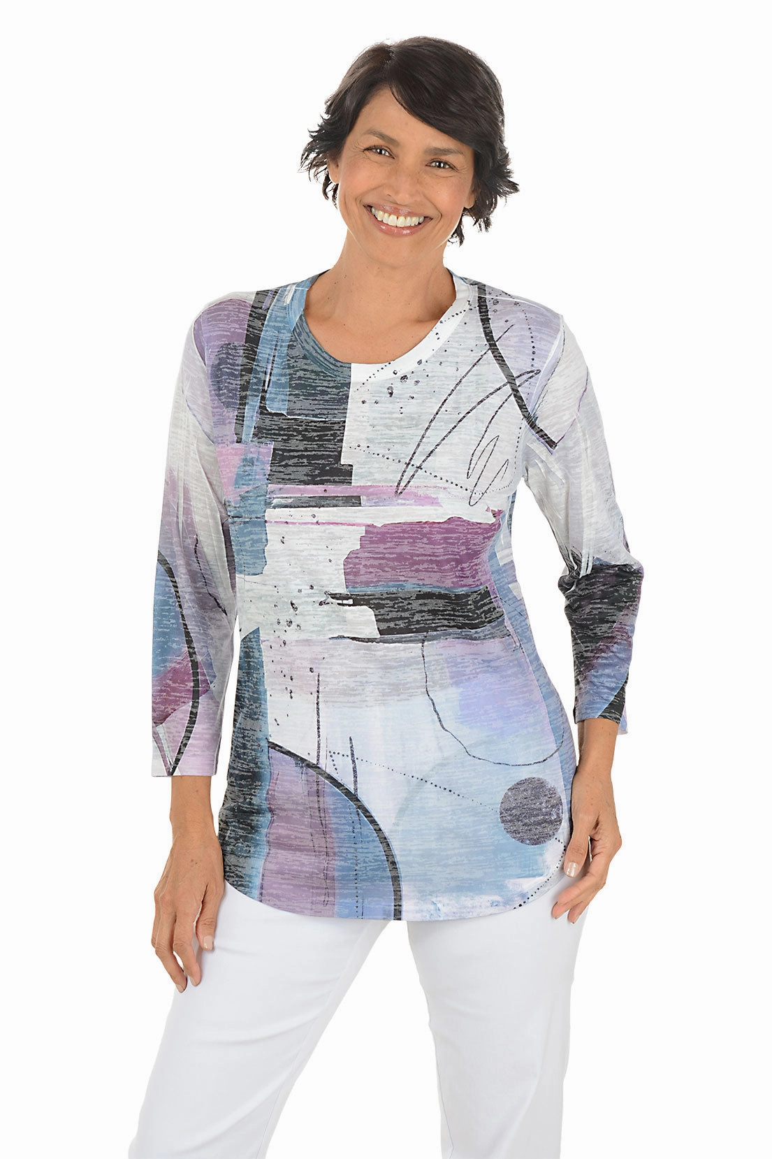 Studio Curved Hem Burnout Knit Top Snuggle Ready