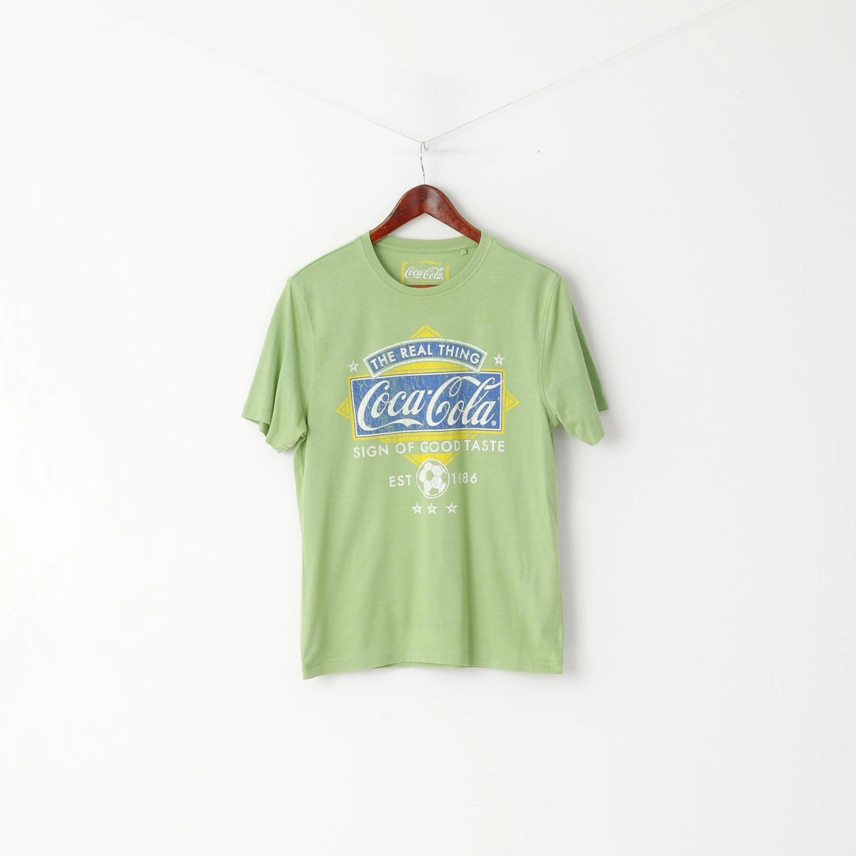 Classic Layer Wear StretchReinforcedArmholes George Men S T- Shirt Green Coca Cola Graphic Cotton Crew Neck Top