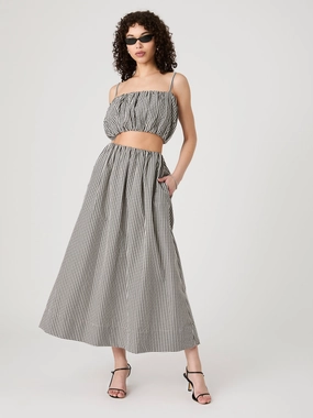Smooth Fit Motion Ready Gingham Ruched Waist Midi Skirt