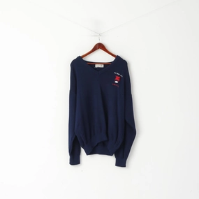 Streetwear Style Glenn Stuart Of Ireland Men 48 M Jumper Navy Wool Old Wesley R.F.C Vintage Sweater
