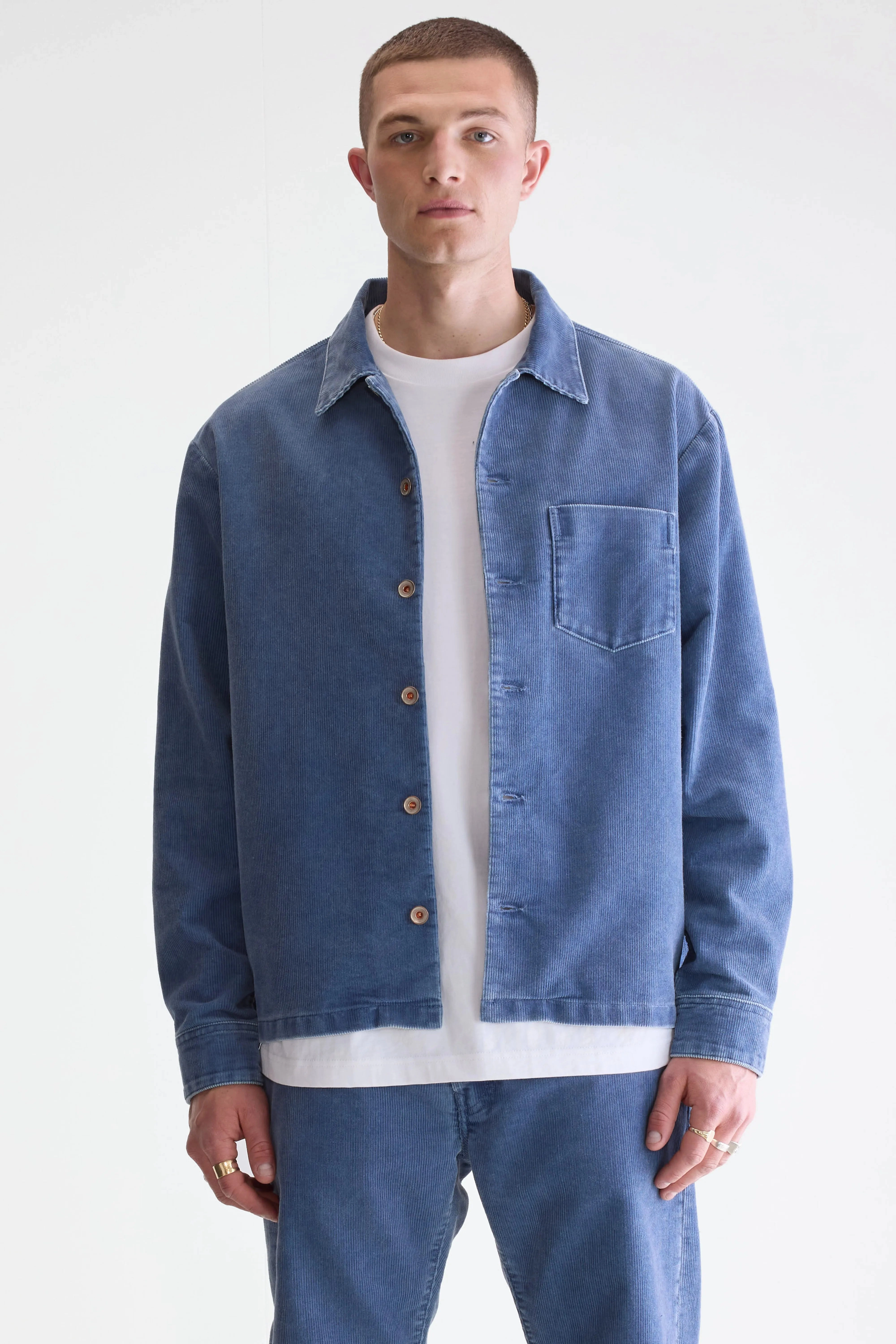 Quilted Stitching Pattern Temperature Regulating Lining Goney corduroy overshirt (252 / M / CRYSTAL)