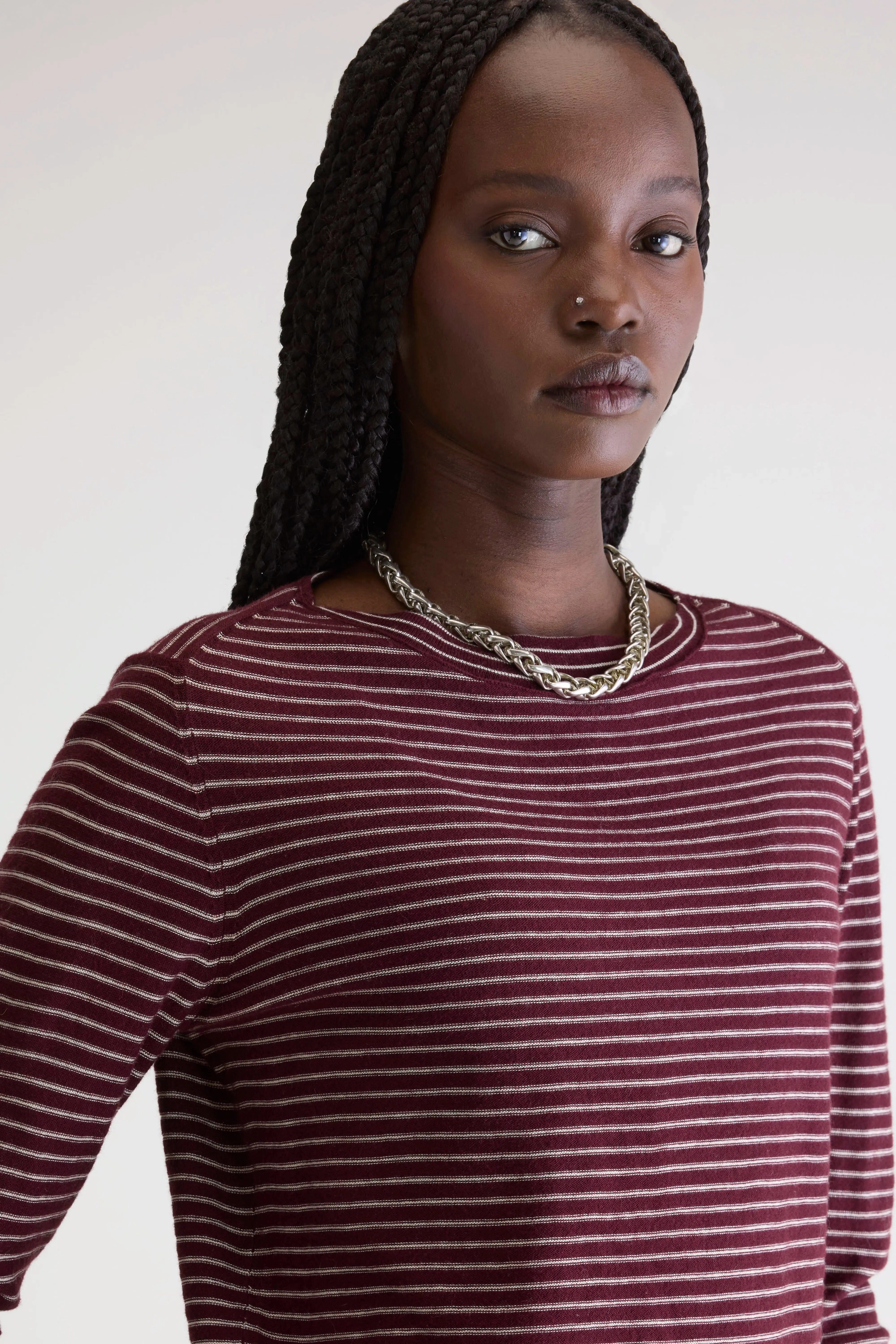 Gop boatneck sweater (252 / W / STRIPE A) DoubleLayered Hem