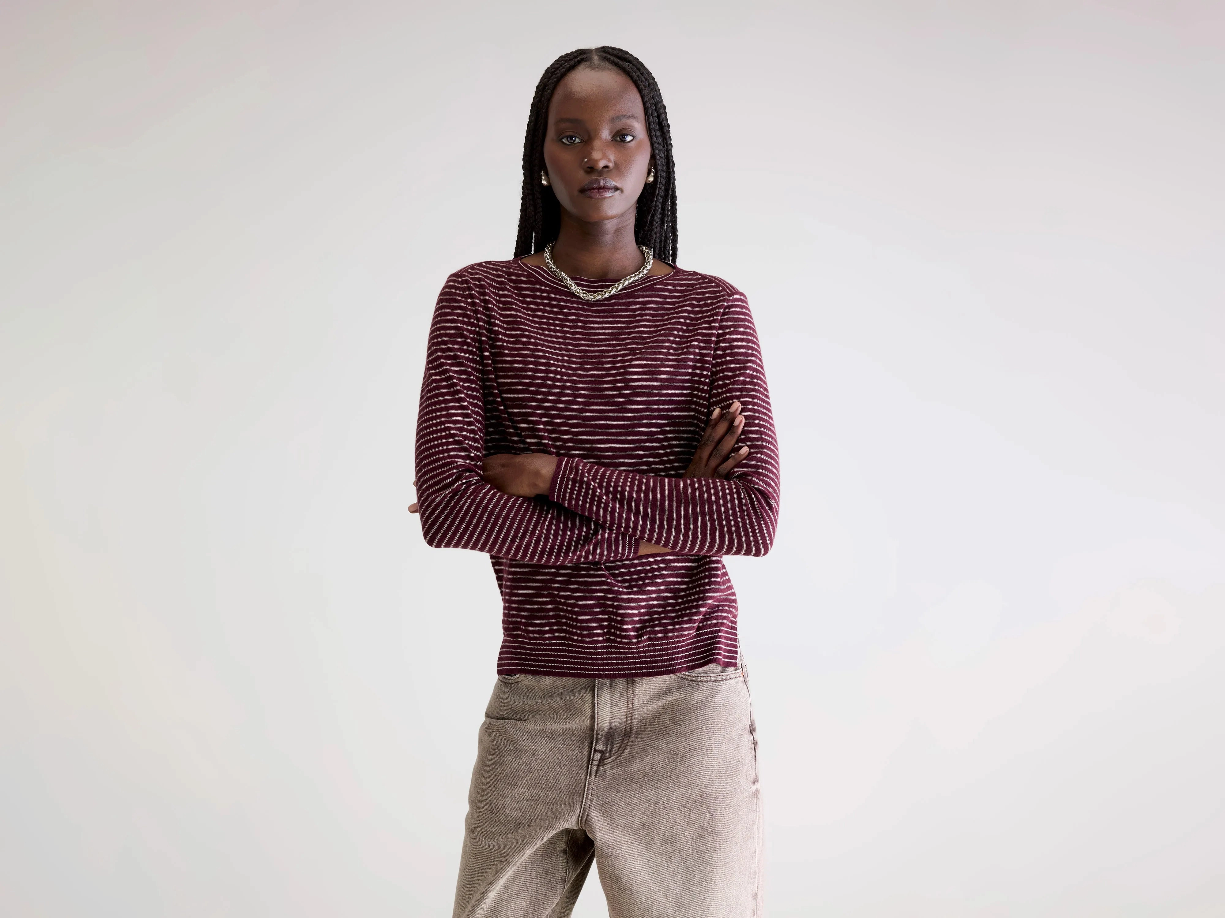 Gop boatneck sweater (252 / W / STRIPE A) Weekend Ready Chic Look