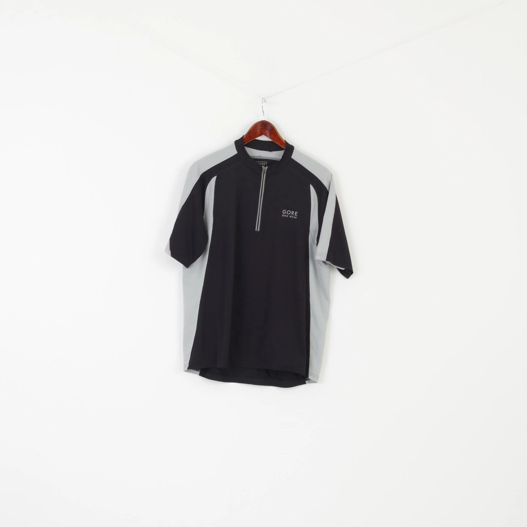 Gore Bike Wear Men XXL Shirt Black Cycling Activewear Reflective Zip Neck Jersey Top Chic Wearable