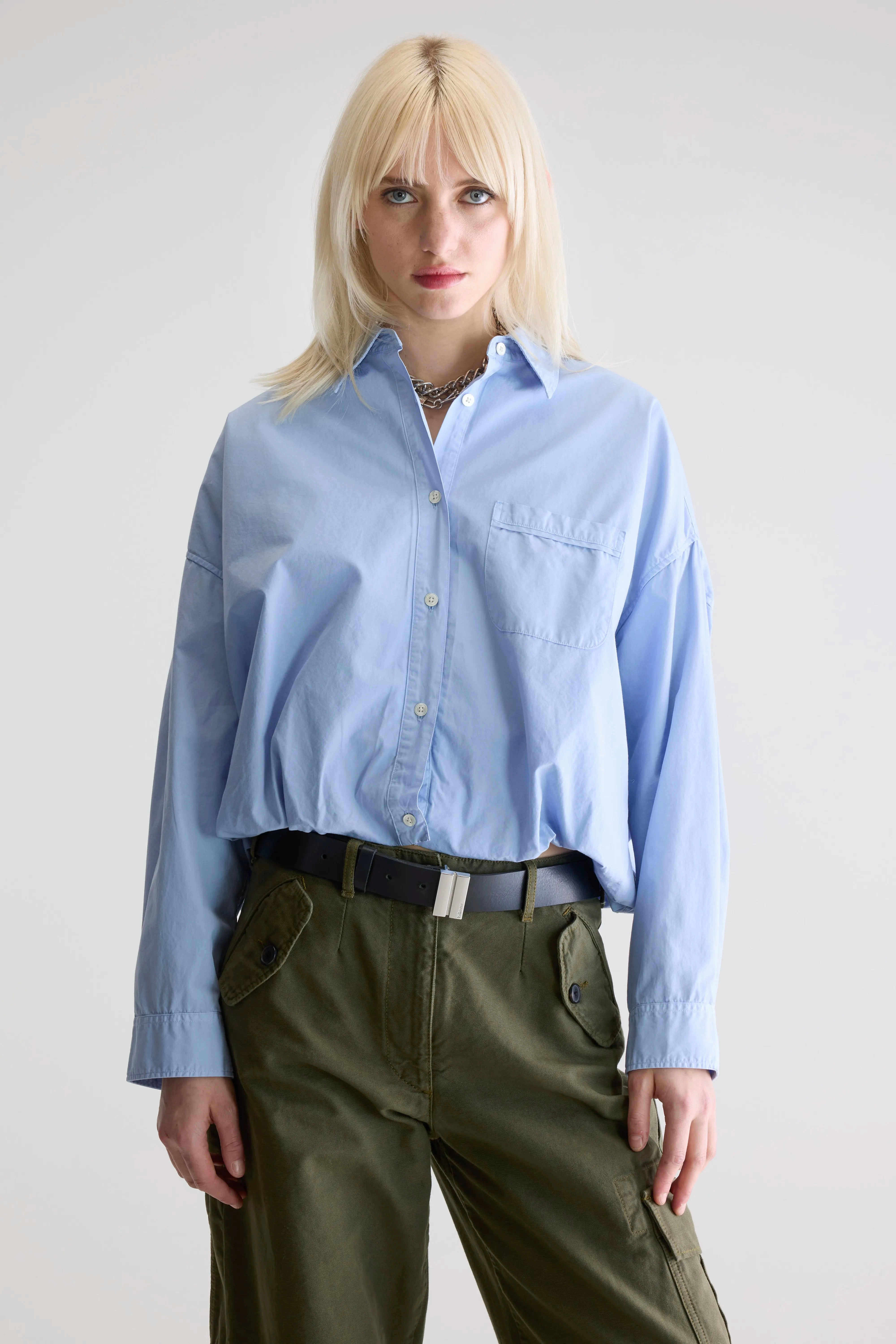 Graham cropped shirt (252 / W / SKY) Versatile Top Business casual