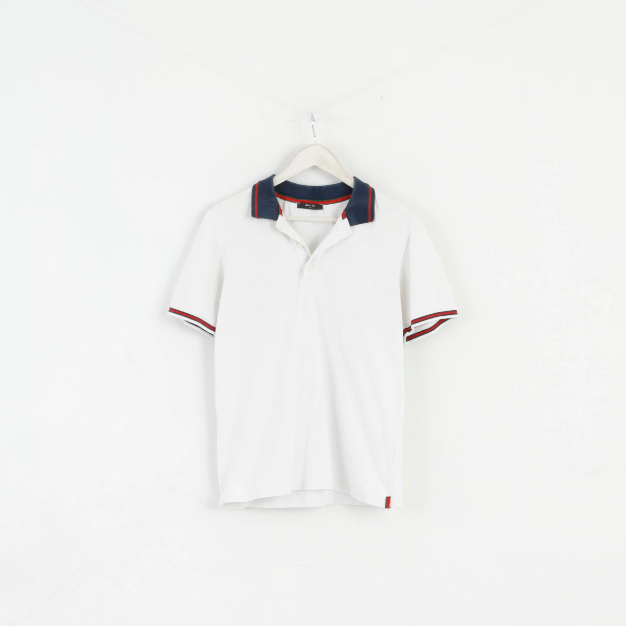 Gucci Men S Polo Shirt White Classic Detailed Buttons Stretch Fit Top Active Layers Stylish Comfort