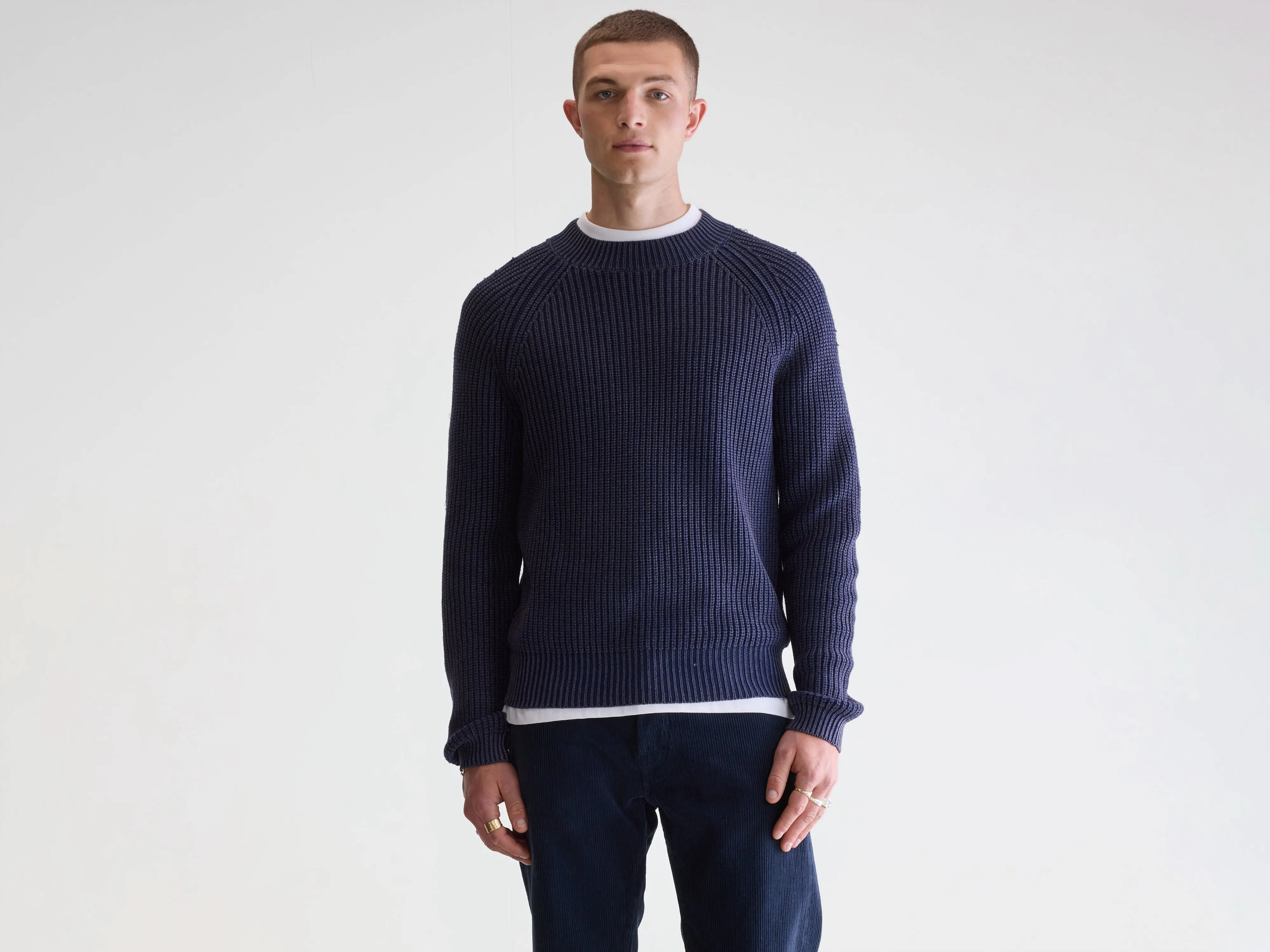 Guigo crewneck sweater (252 / M / NAVY) UV Protection Effortless Comfort