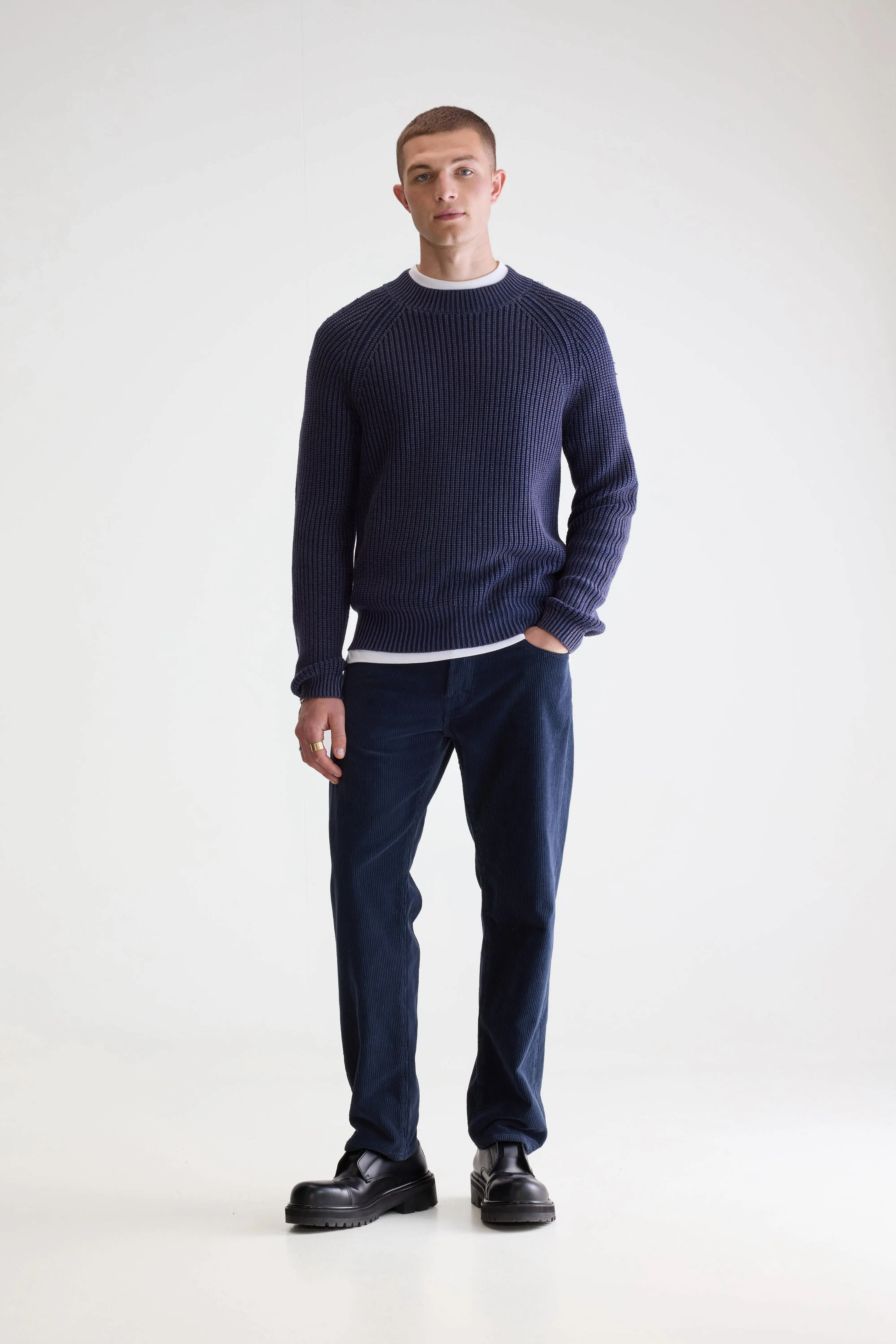 Guigo crewneck sweater (252 / M / NAVY) MidWeight Construction