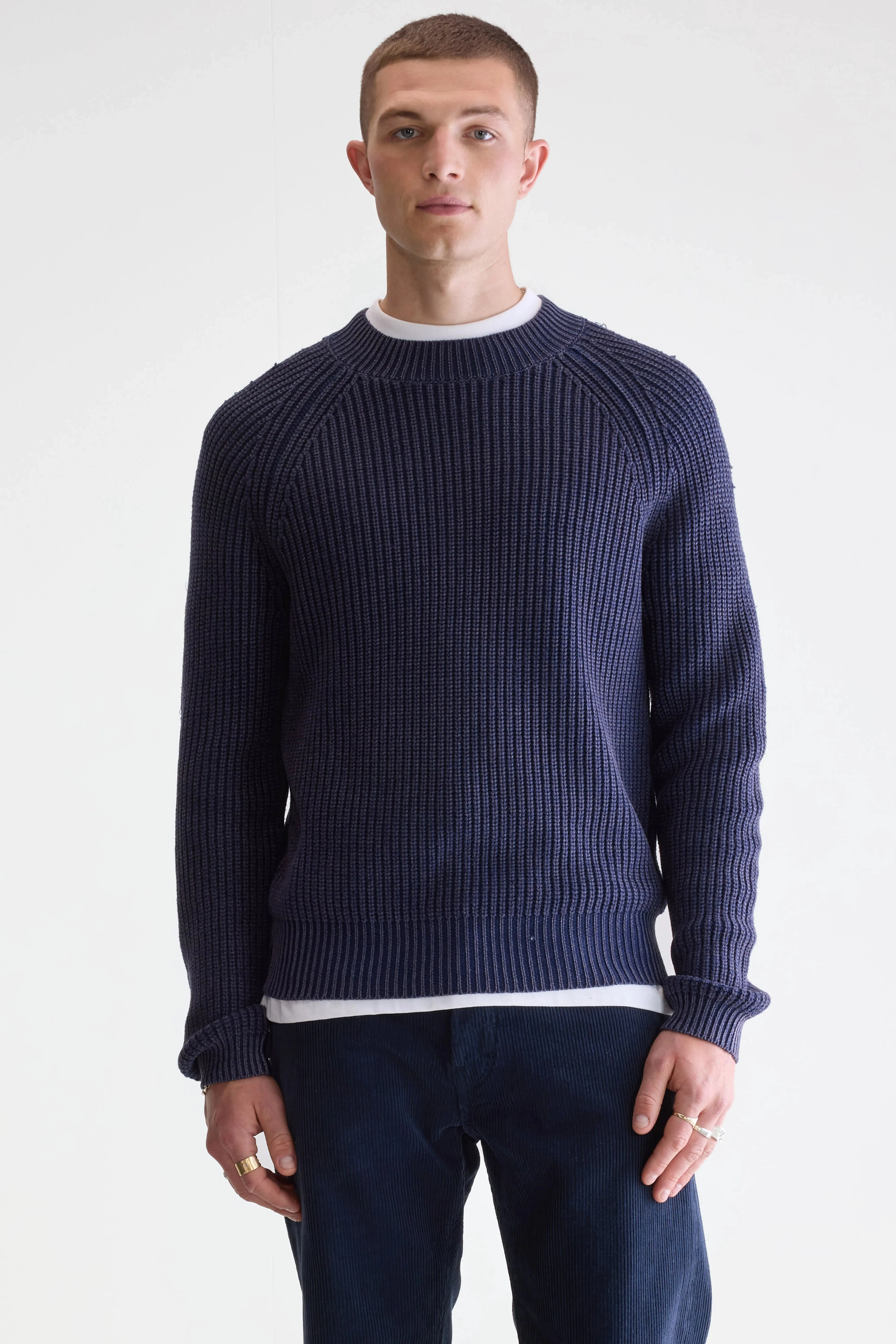 PreShrunk Fabric Temperature Regulating Knit Guigo crewneck sweater (252 / M / NAVY)
