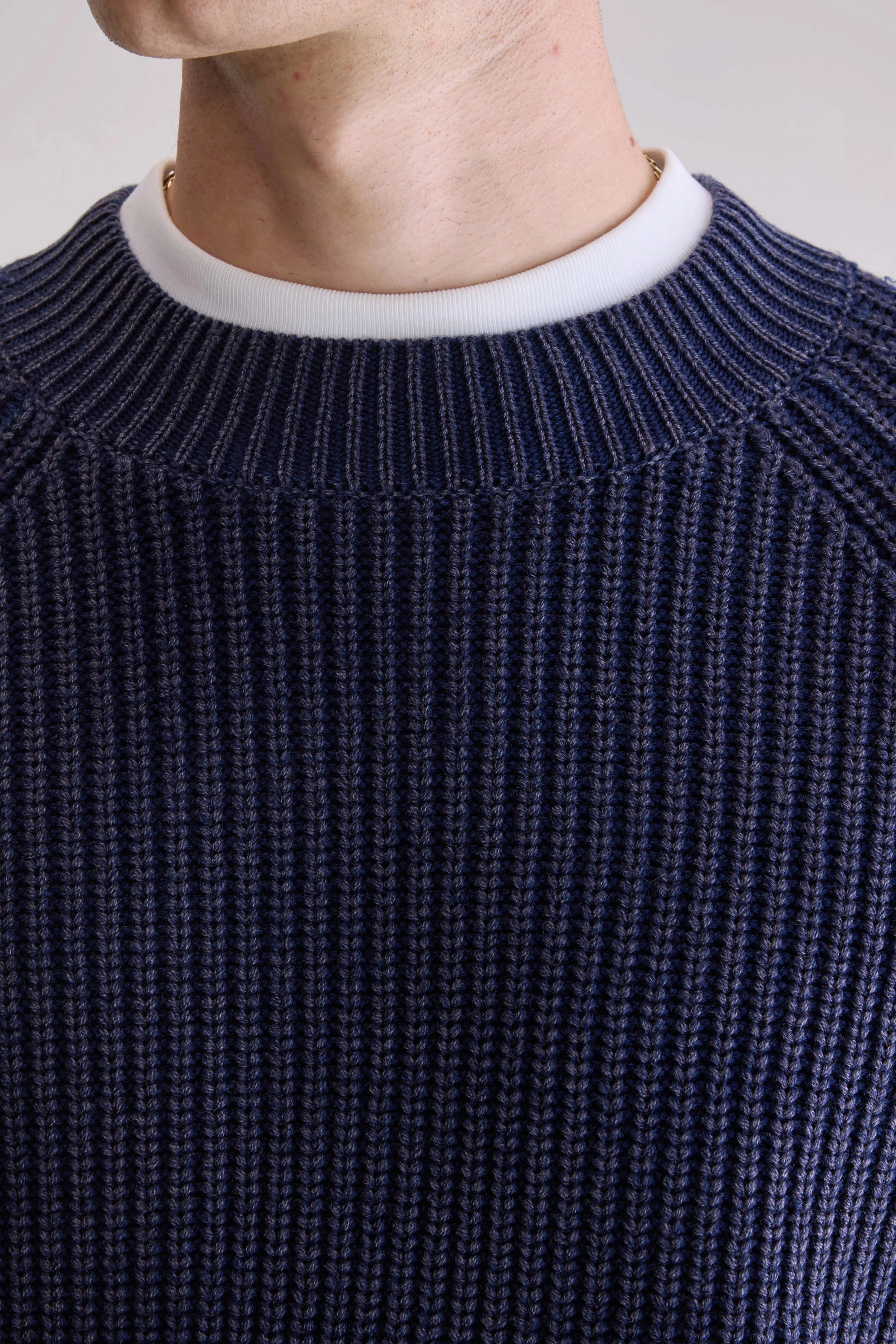Guigo crewneck sweater (252 / M / NAVY) LowMaintenance Care
