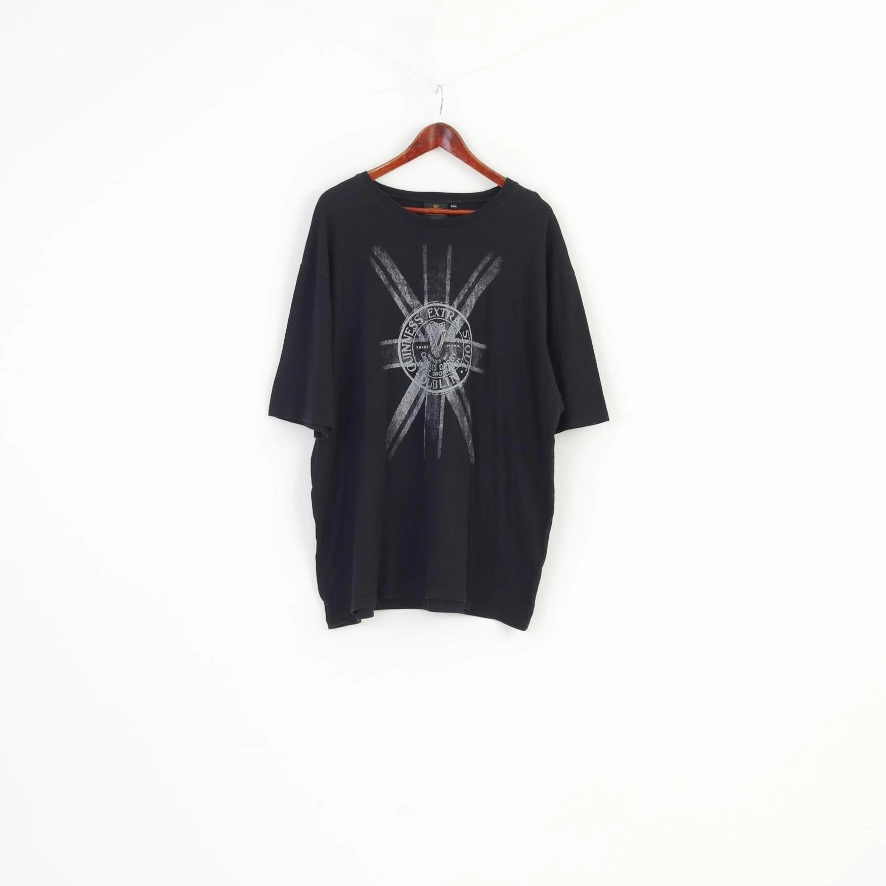 Comfort Wearable Simple Comfort Guinness Men 3/4XL Shirt  Black Cotton Short Sleeve Sport Top