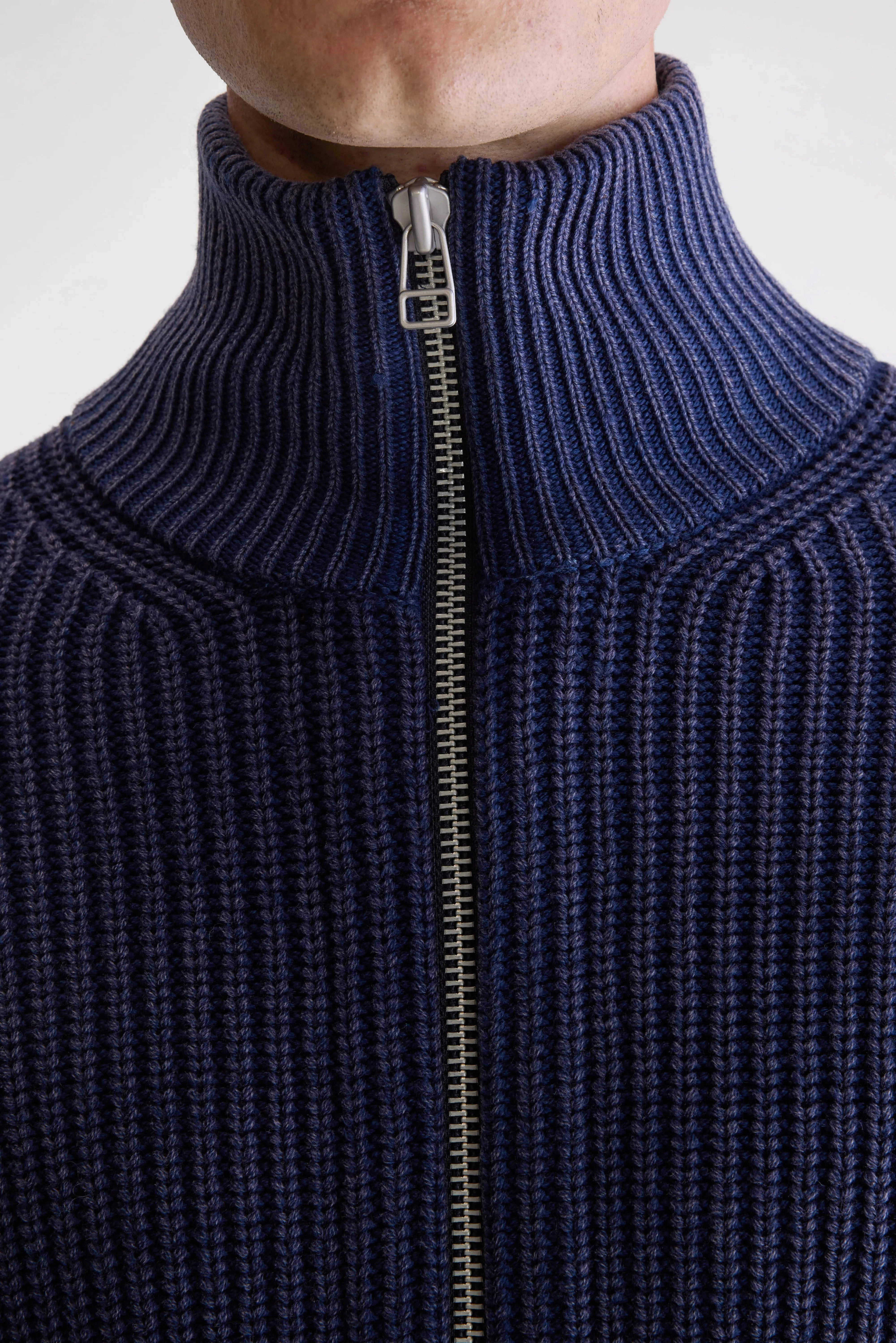 Reinforced Hem Guip zipped cardigan (252 / M / NAVY)