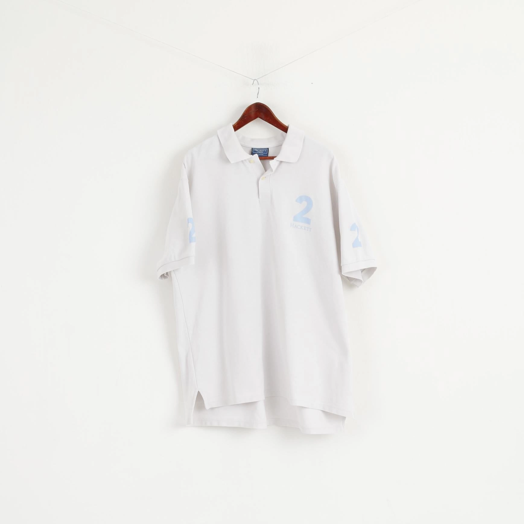 Odor-resistant Hackett London Men XXL (XXXL) Polo Shirt White Cotton #2 Short Sleeve Top