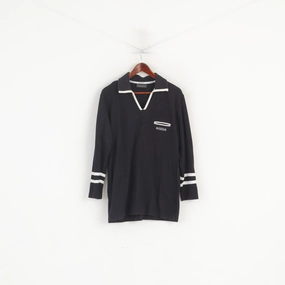 All Purpose Wear Mamut Sport Men 40 M Shirt Black Cotton Vintage V Neck Sportswear Top