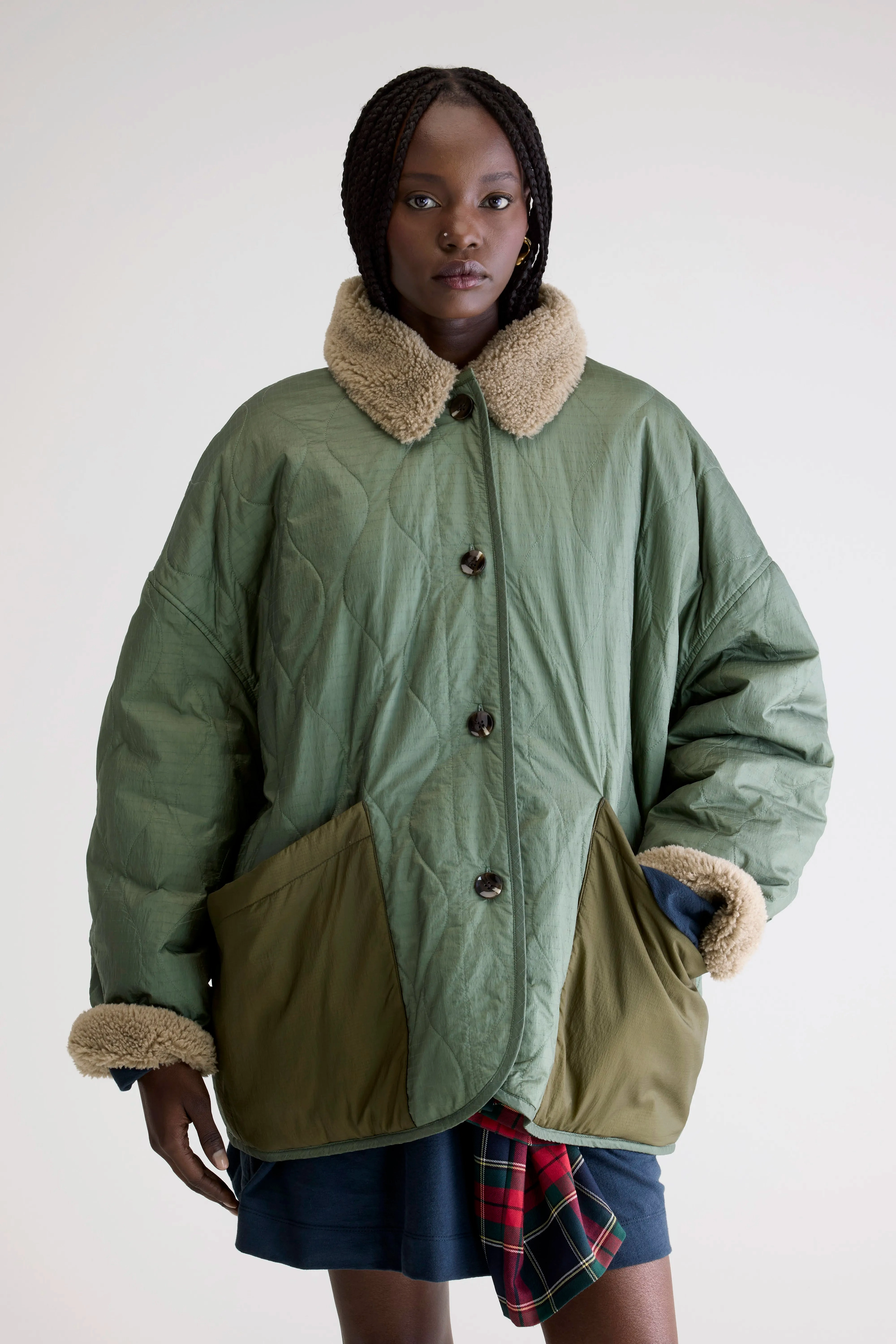 Hampton teddy jacket (252 / W / EUCALYPTUS) RubberizedTrim nylon blend
