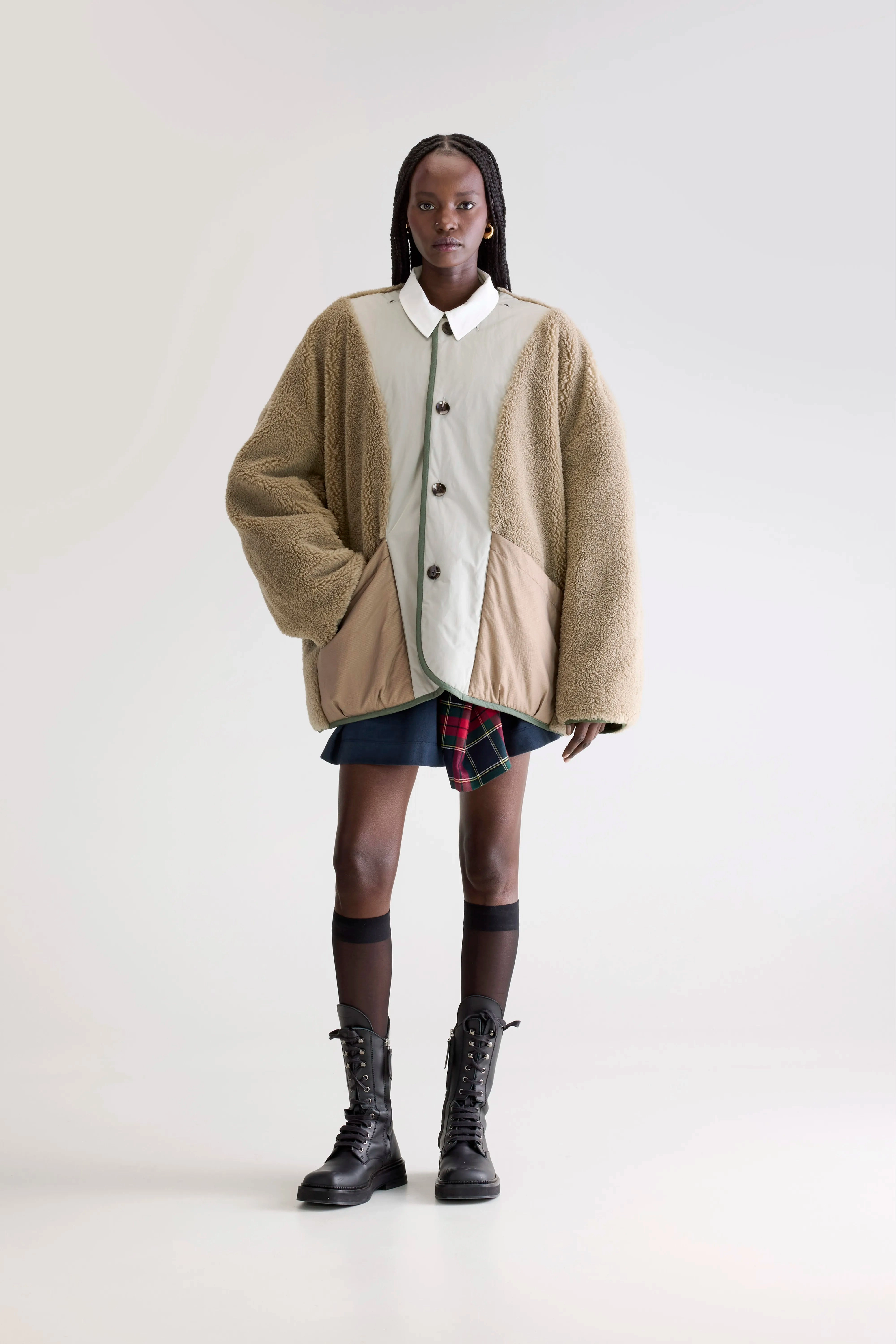 Gloss Free Texture Water resistant coating Hampton teddy jacket (252 / W / EUCALYPTUS)