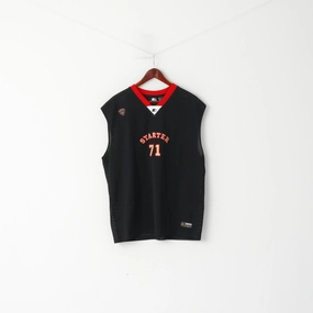 Starter Men L Sleeveless Shirt Black Mesh Basketball #17 V Neck Tank Top Machine washable