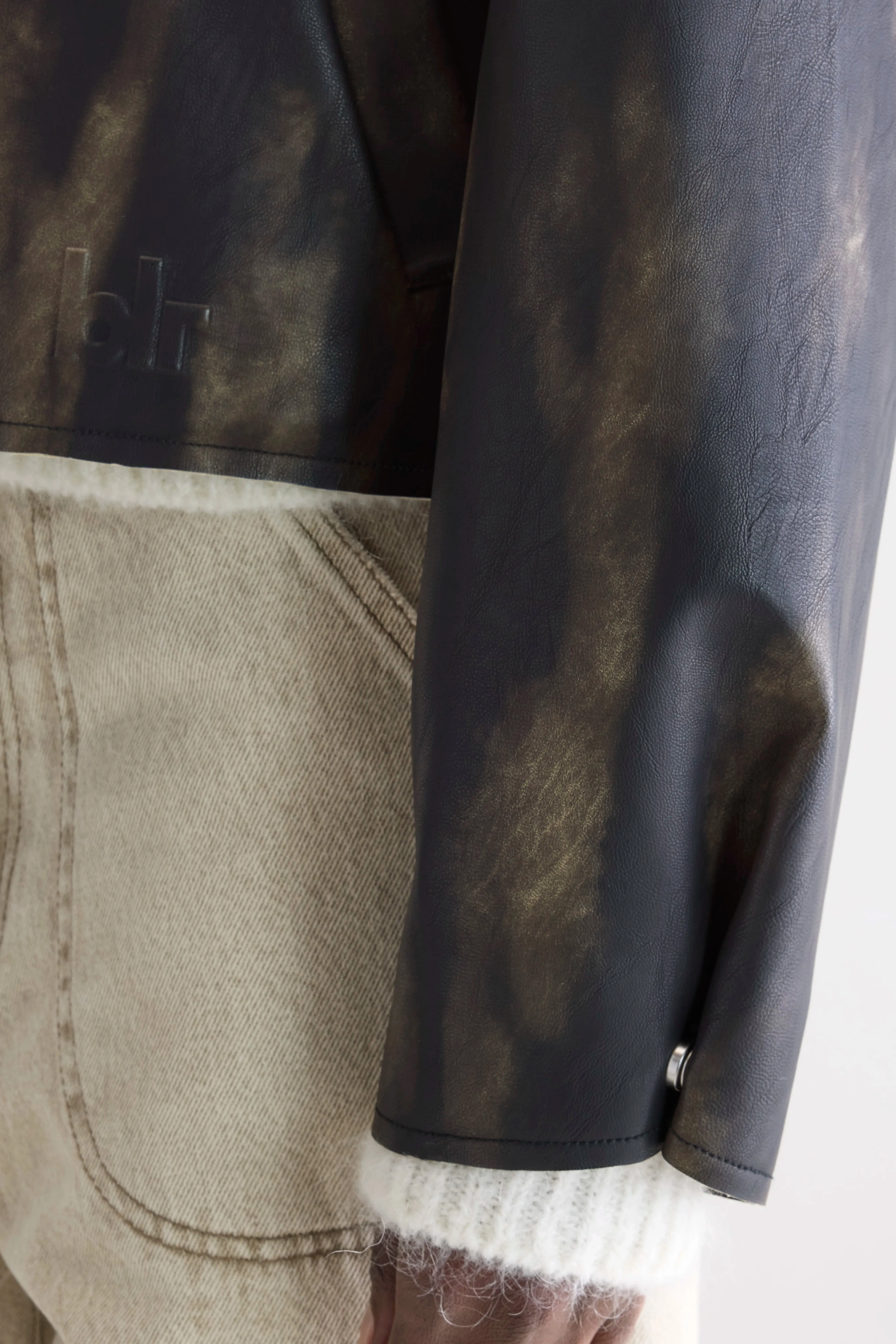 Harred faux-leather jacket (252 / W / BLACK SAND) Simple Look