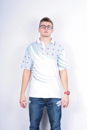 Soft Wearable Sleek And Stylish Head Mens L Polo Shirt White Sportswear Top Sport Training