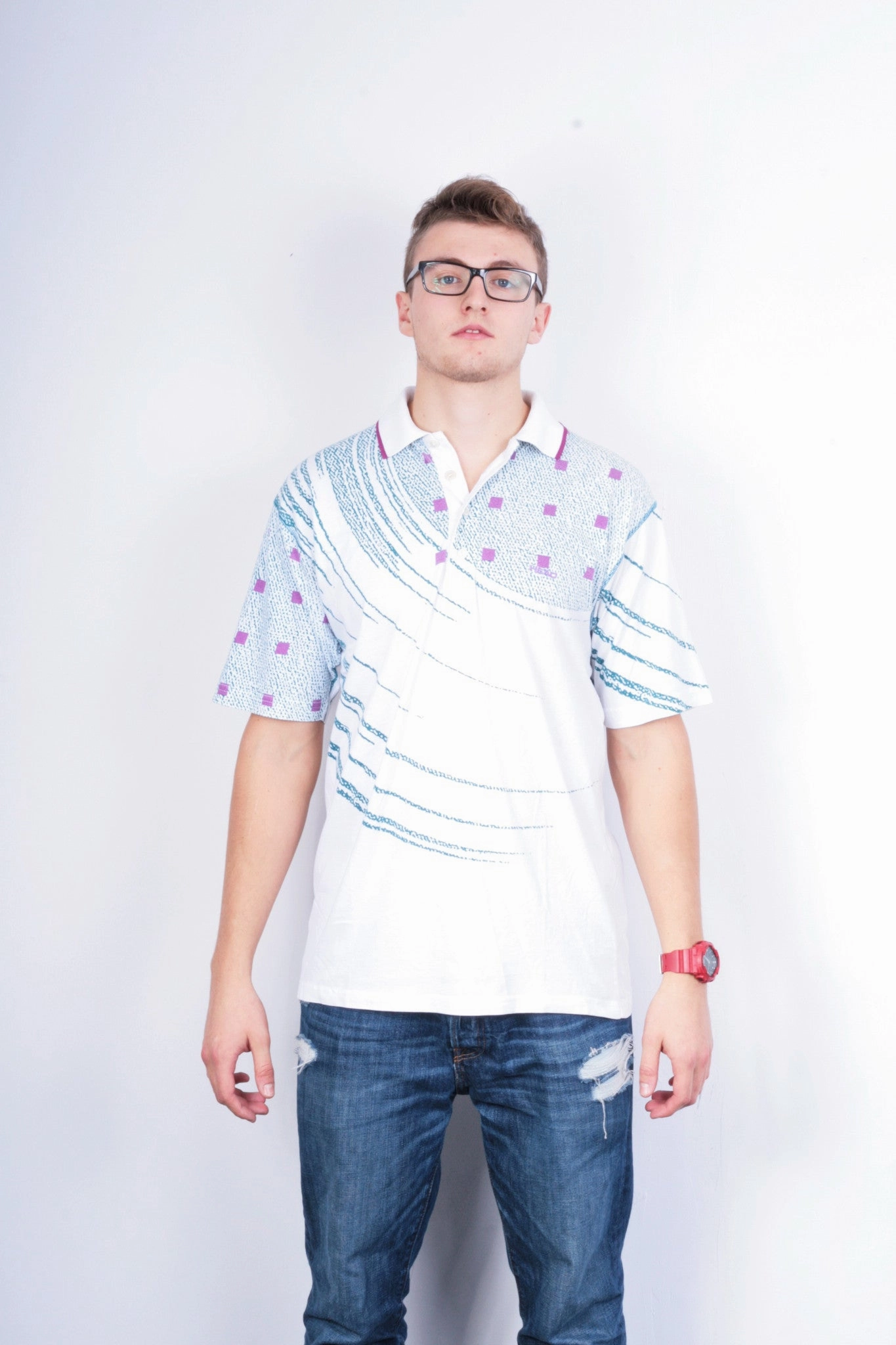 Soft Wearable Sleek And Stylish Head Mens L Polo Shirt White Sportswear Top Sport Training