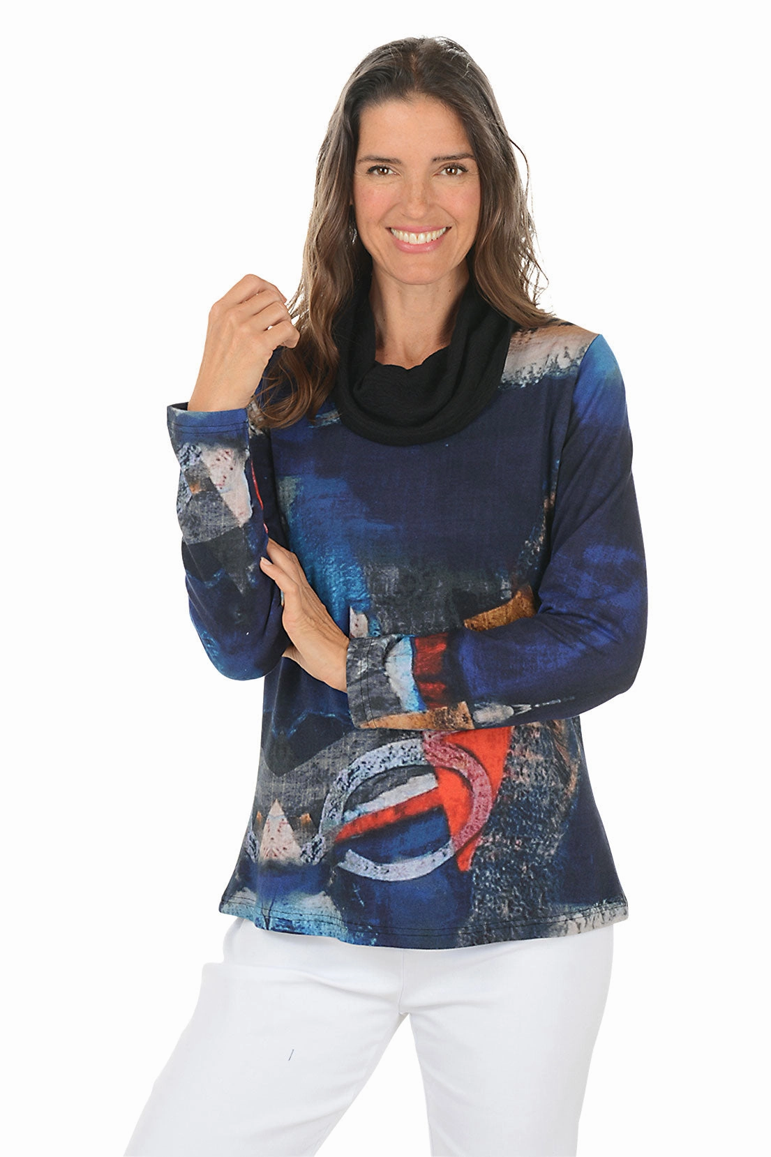 Heavens French Terry Cowl Neck Top Active Layer Warm And Comfortable