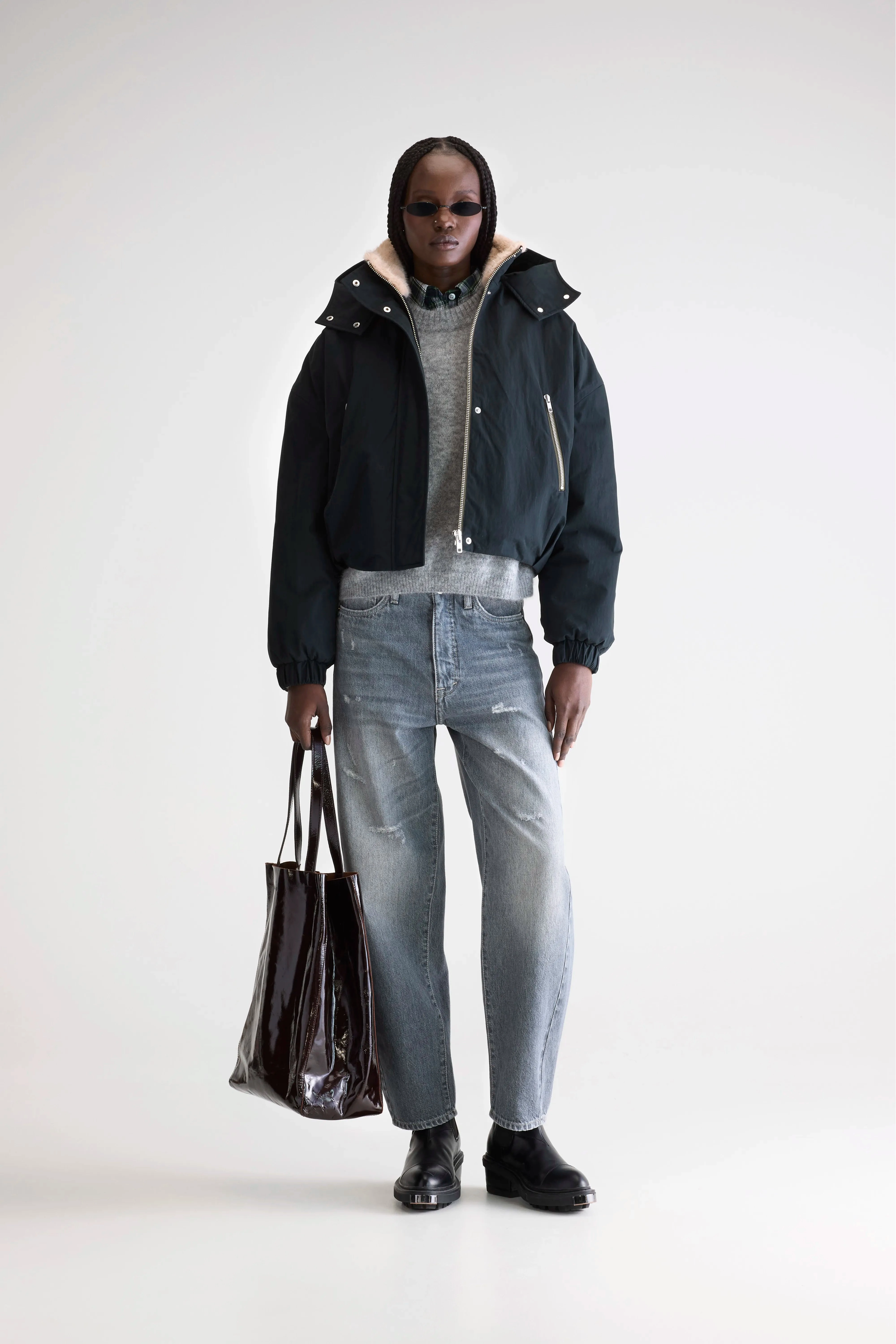 Herna cropped jacket (252 / W / BLACK BEAUTY) Smart Design Modular Attachment Points