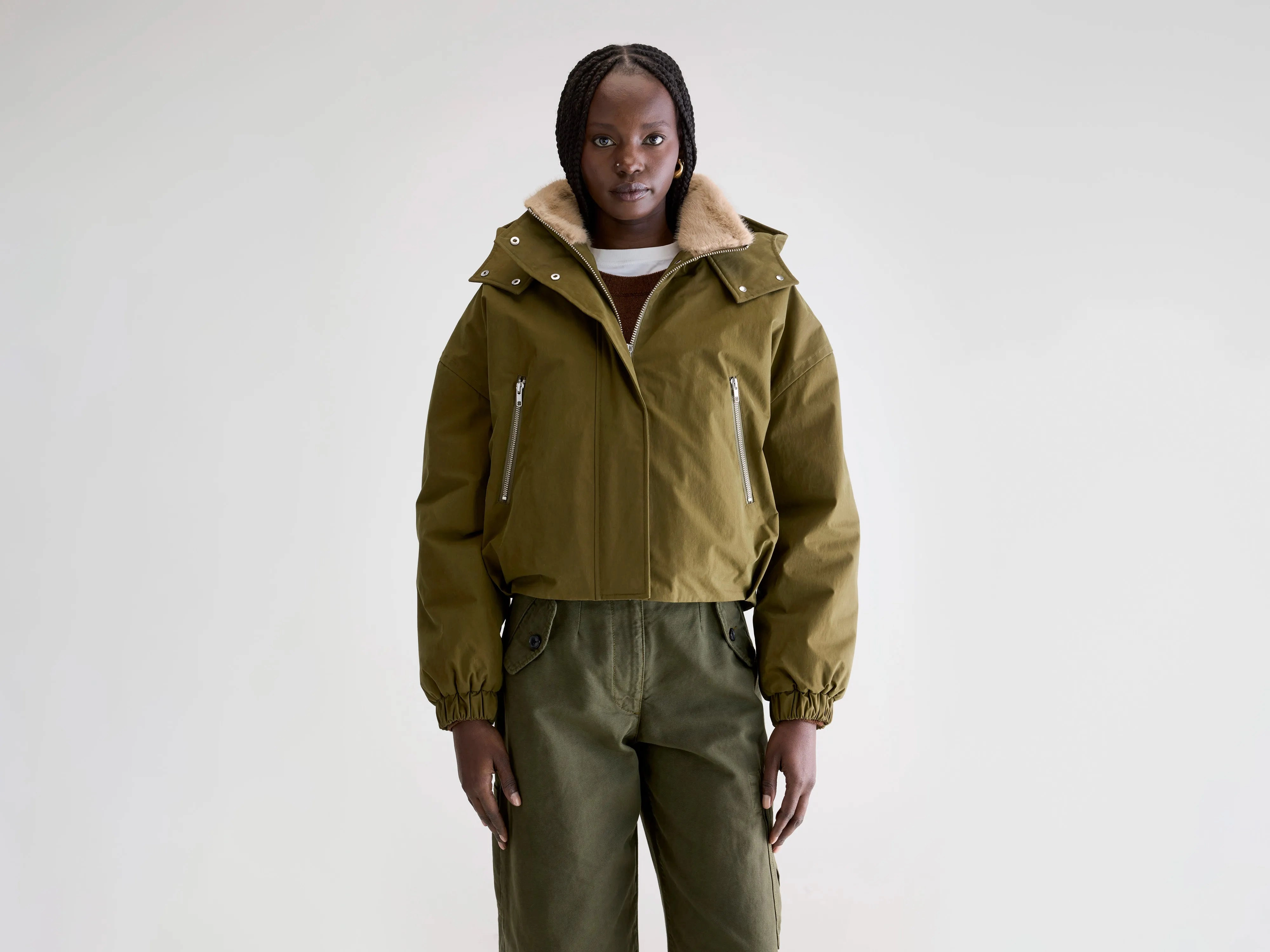 AirflowVents Quick Access Hidden Pockets Herna cropped jacket (252 / W / MILITARY)