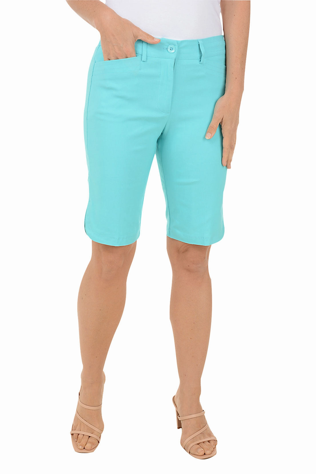 Button-Front Bermuda Short Elastic Fit