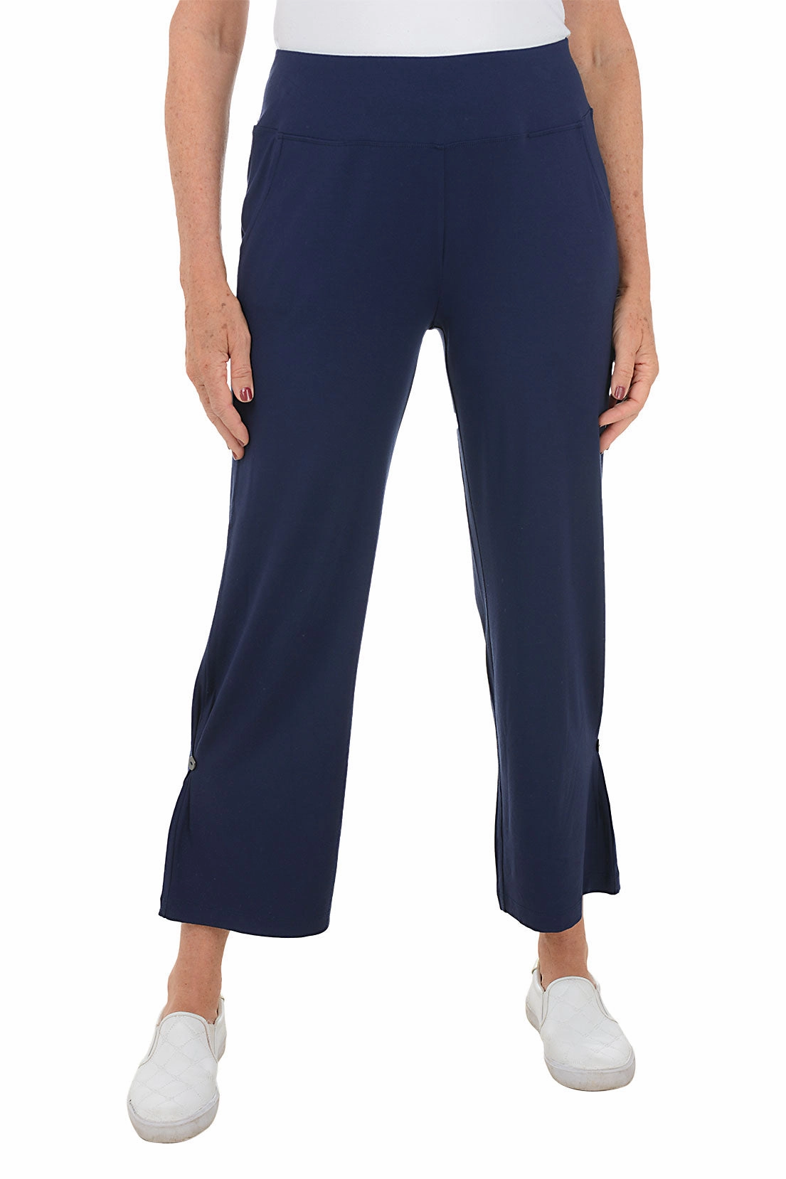 Side Pleat Ankle Pant Comfortable Fit Look CompressionFitFabric