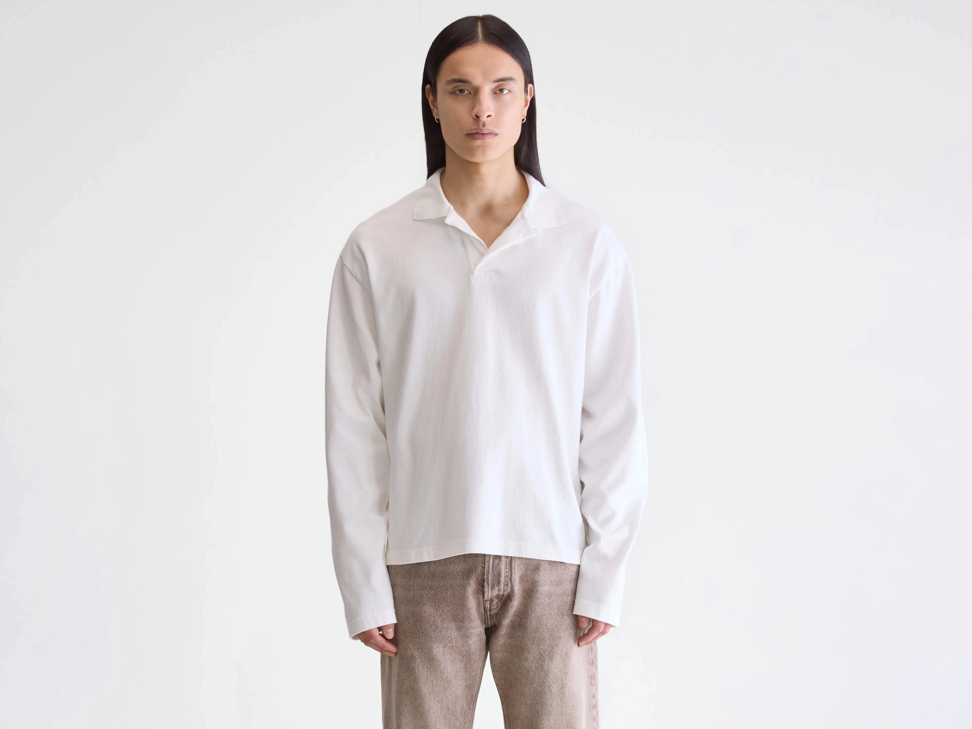 Vlugies long-sleeve polo (252 / M / OFF WHITE) Unstructured Silhouette