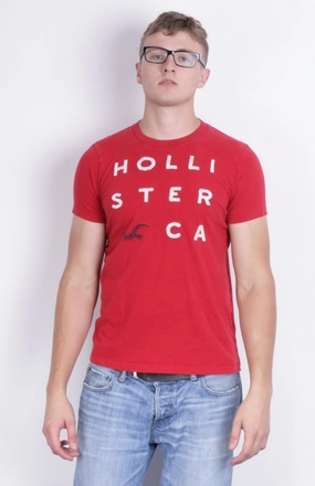 Hiking durability Hollister Mens M T-Shirt Crew Neck Red Short Sleeve Cotton Sport Surf