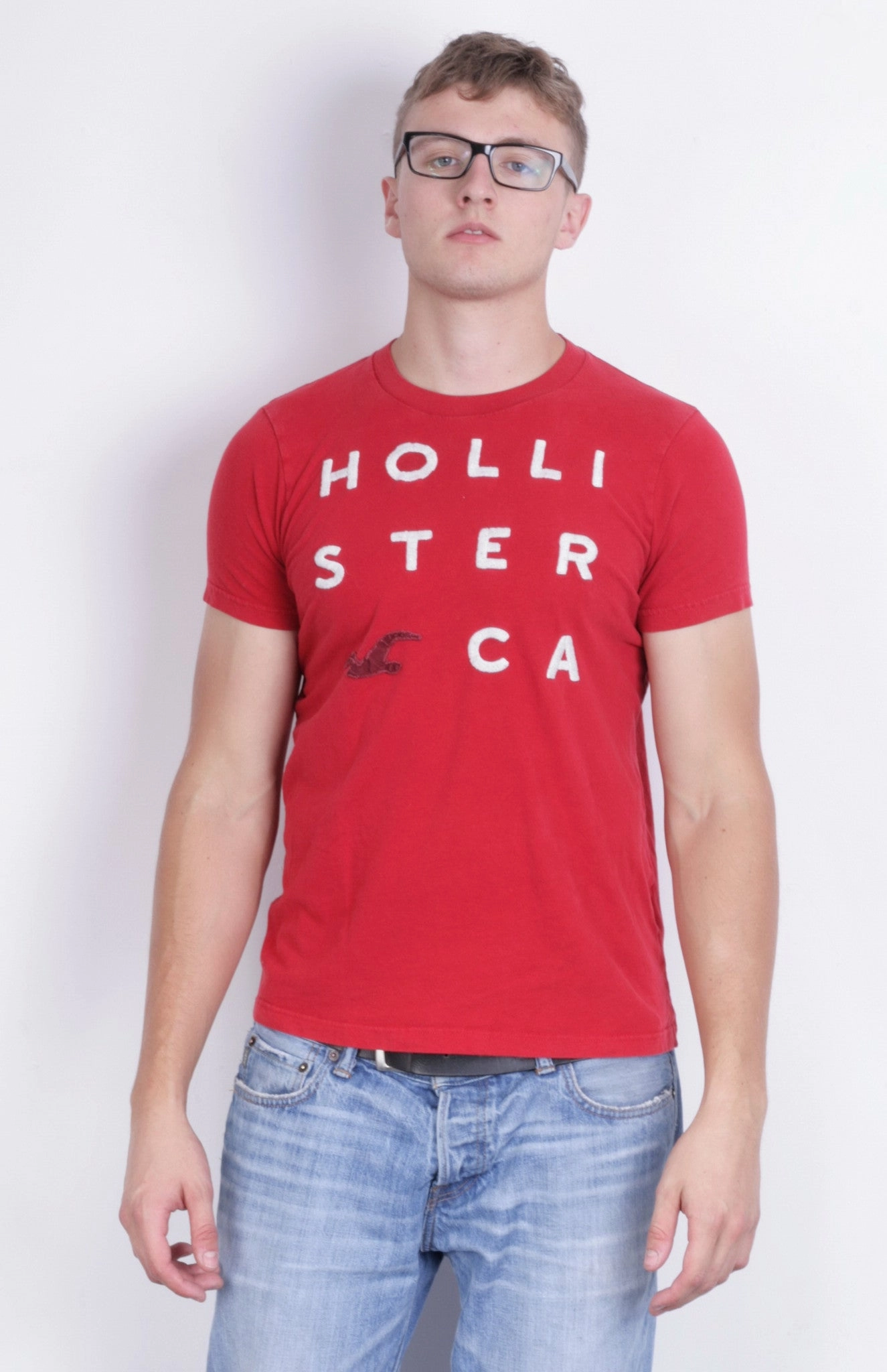 Hiking durability Hollister Mens M T-Shirt Crew Neck Red Short Sleeve Cotton Sport Surf